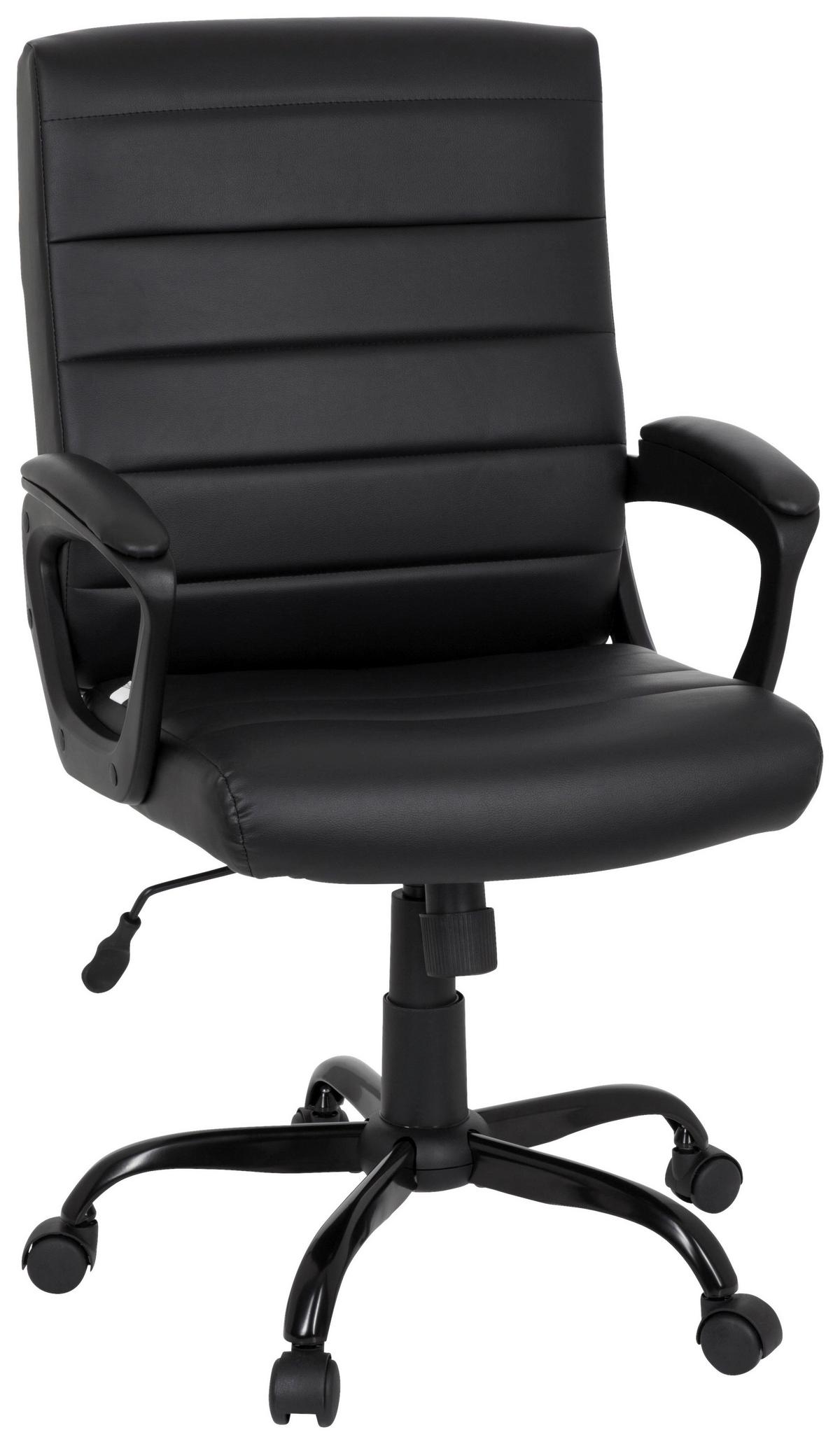 Chefsessel Ergosmooth Big Lederlook Schwarz Bis 100kg - Schwarz, MODERN, Kunststoff/Textil (61/102/52cm) - MID.YOU