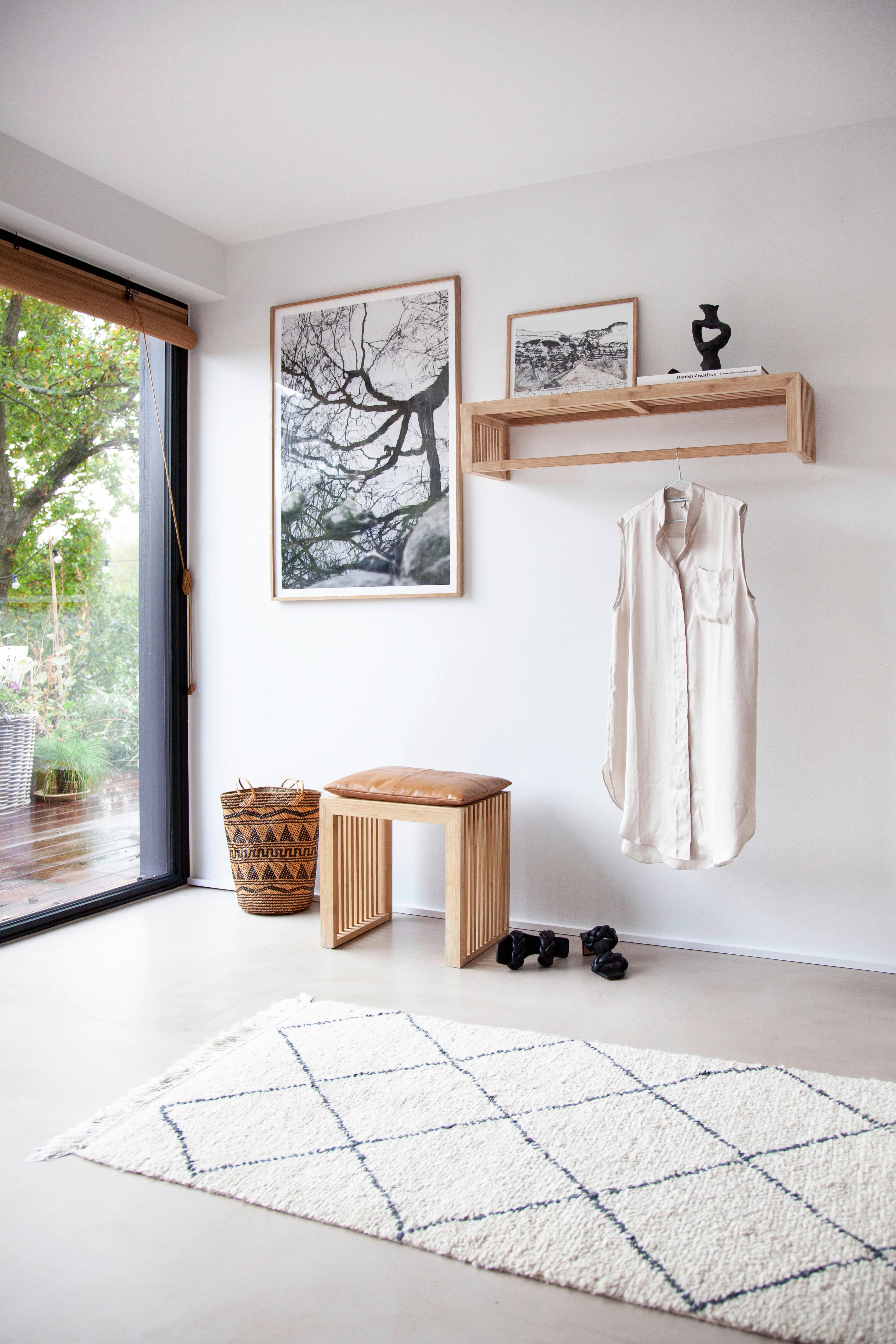 Wandgarderobe Rib Regal - Naturfarben, Design, Holz (94,5/20/27cm) - MID.YOU
