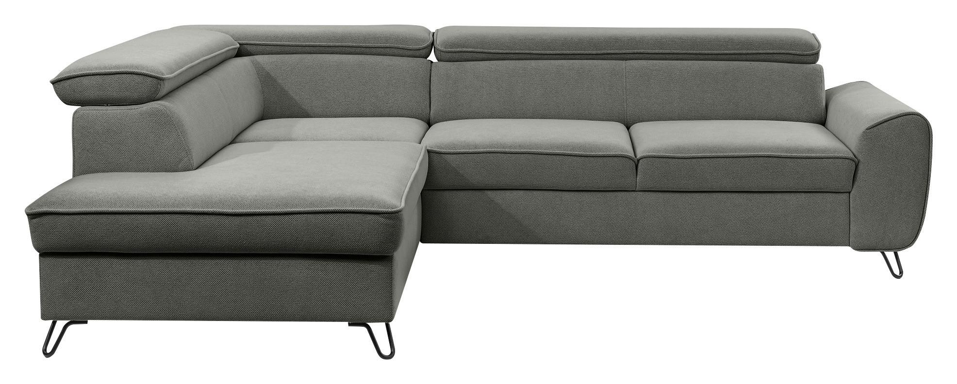 Rohová sedačka IDYLLA, ľavá tmavosivá,úl.priestor,lôžko - čierna/tmavosivá, Design, kov/textil (200/250cm)
