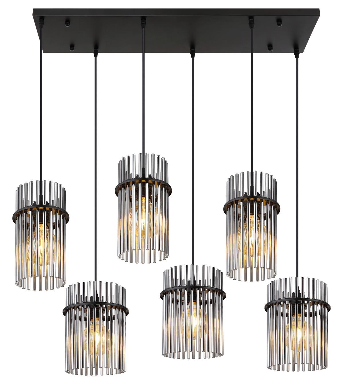 Hängeleuchte 15698-6h Gorley - Schwarz/Grau, Basics, Glas/Kunststoff (92,5/35,5/125cm) - Globo