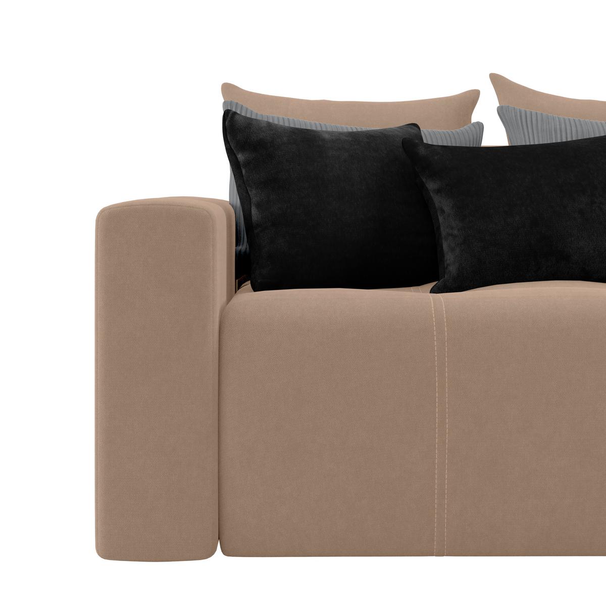 Big Sofa Mit Schlaffunktion Hanna B: 280 Cm Taupe - Taupe/Schwarz, MODERN, Textil (280/87/145cm)