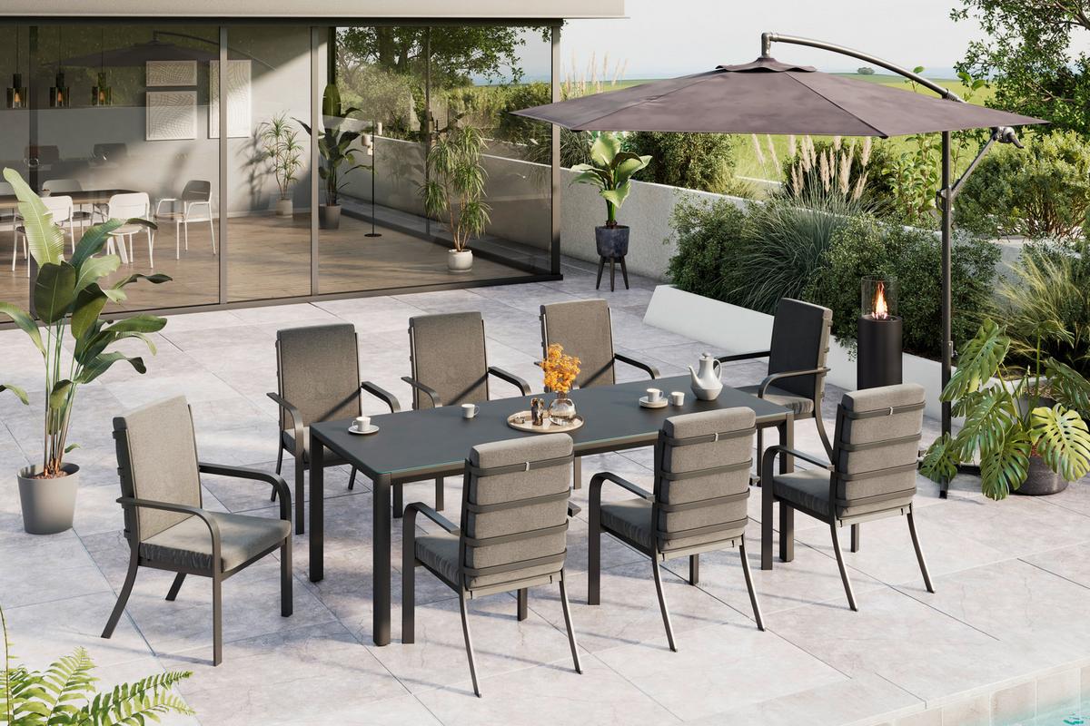 Gartensessel Bogota - Dunkelgrau, Trend, Textil/Metall (59.5/92/69.5cm) - Beldano