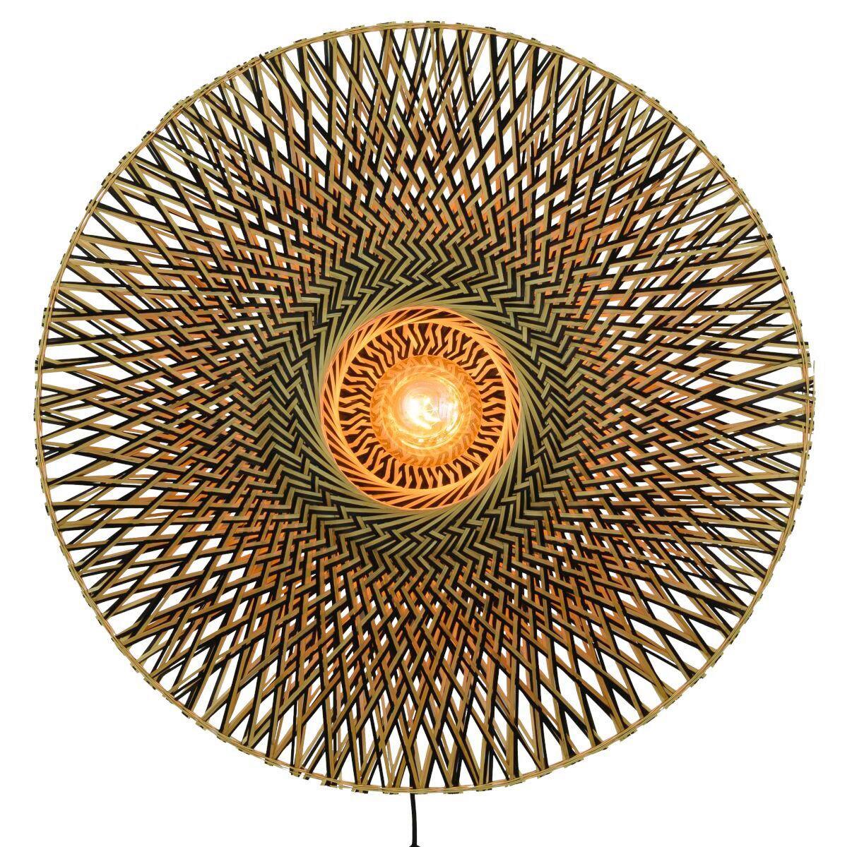 Wandleuchte Bali 1-flammig Mit Schnurschalter - Hellbraun/Schwarz, Natur, Naturmaterialien/Metall (87/20cm) - Good & Mojo