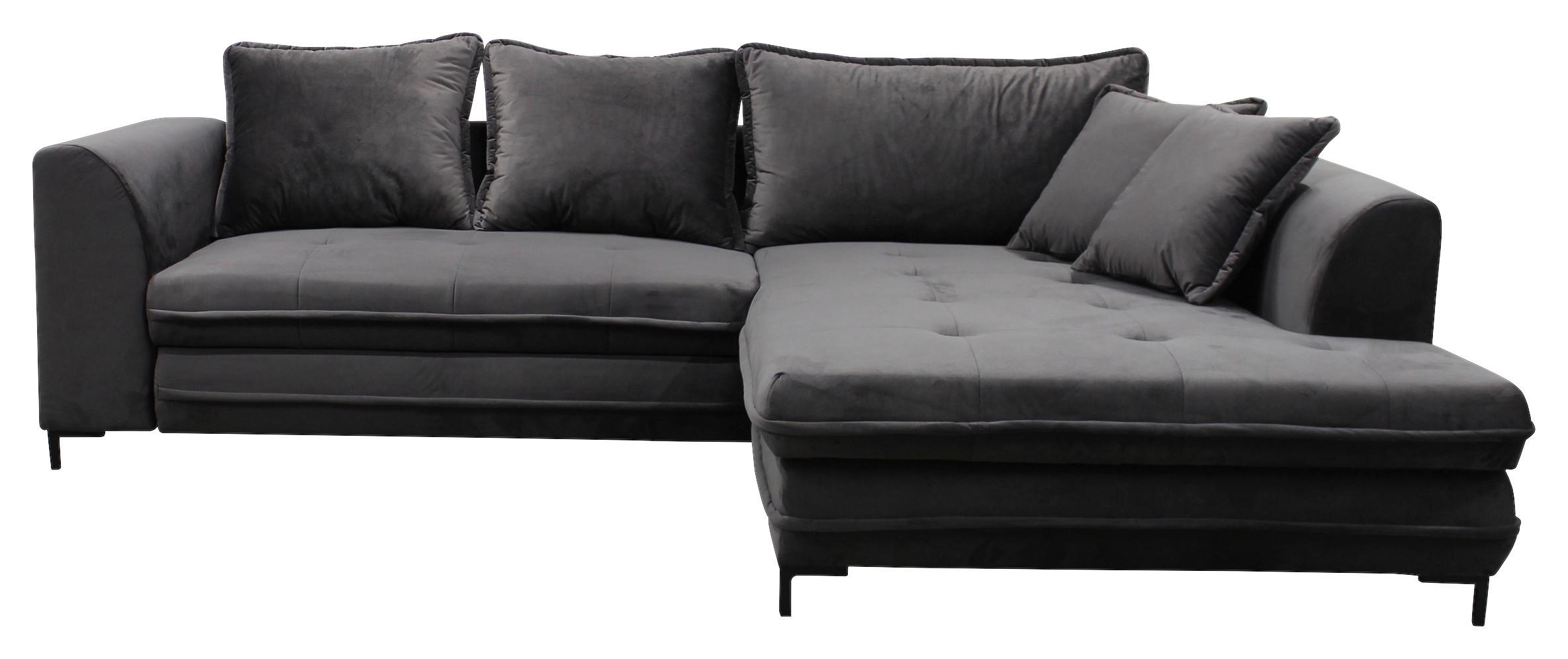 Eckschlafsofa BELLO Grau mit Schlaffunktion Ottomane rechts - Schwarz/Grau, Design, Textil (277/187cm) - P & B