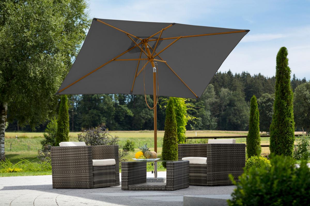 Sonnenschirm 200x261x300 Cm Anthrazit - Anthrazit/Buchefarben, Basics, Textil/Metall (200/261/300cm) - Schneider