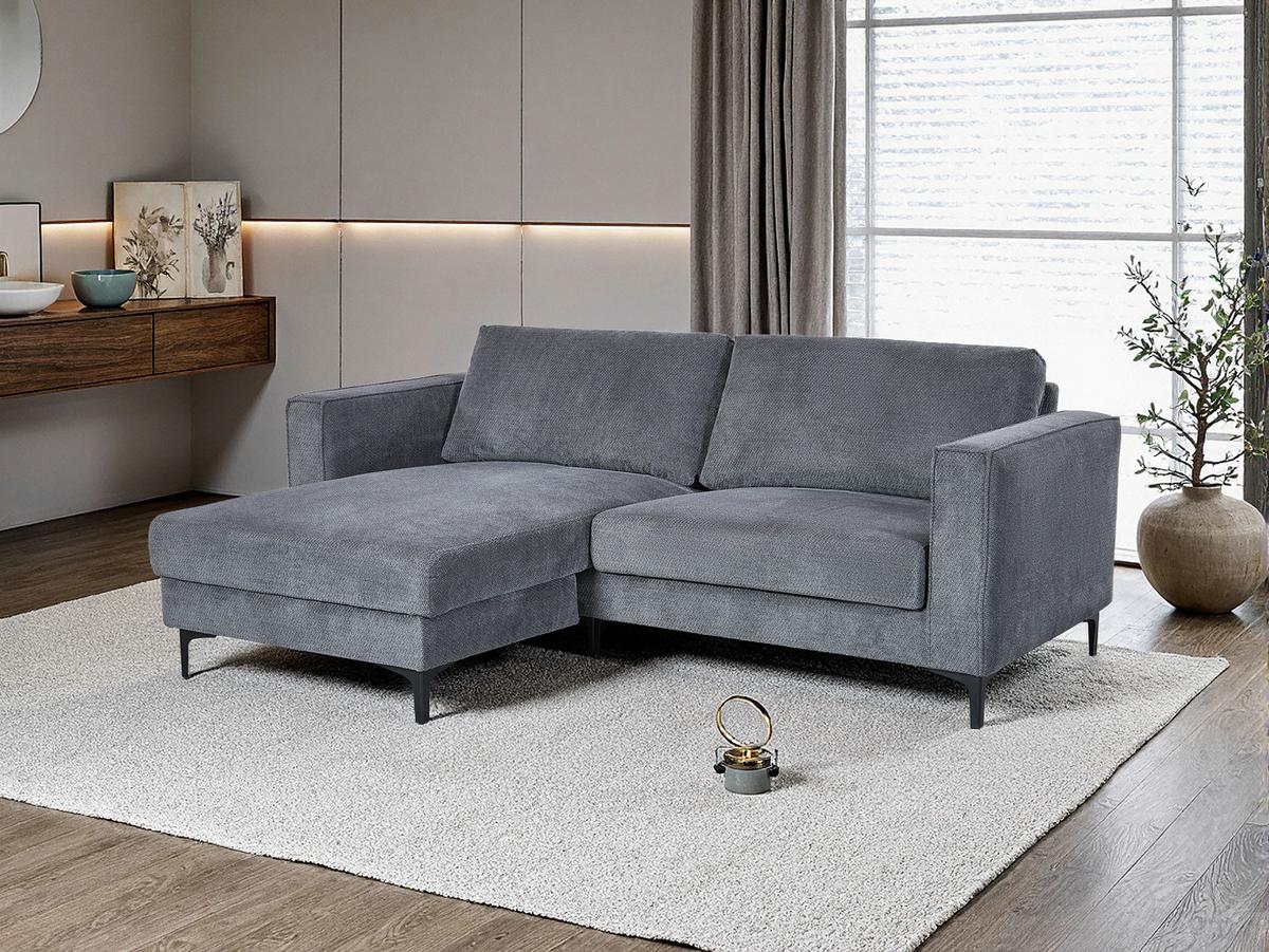 Ecksofa Atlanta dunkelgrau, 210x149cm - Dunkelgrau/Schwarz, Trend, Holz/Textil (210/149cm)
