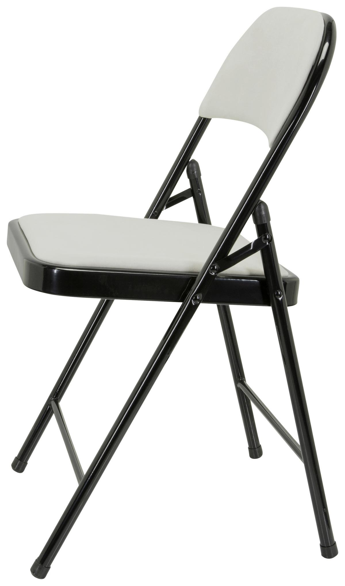 Klappstuhl Tudela I Schwarz/weiß Samt - Schwarz/Weiß, Basics, Textil/Metall (44/80/49cm) - MID.YOU