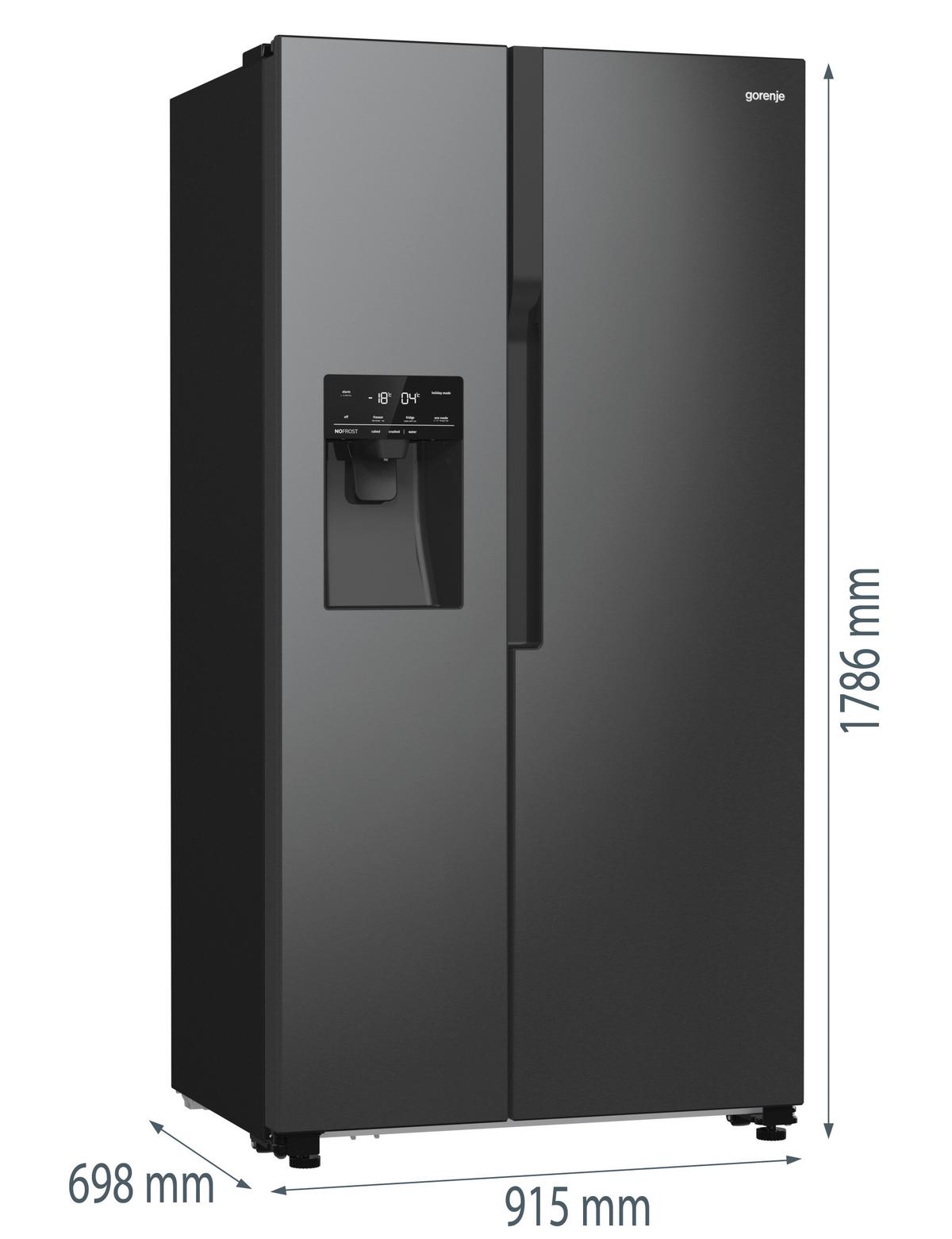 Side-by-side Nrr9185esbxl 2 Türen Schwarz - Schwarz, Basics, Glas/Kunststoff (91,5/178,6/69,8cm) - Gorenje