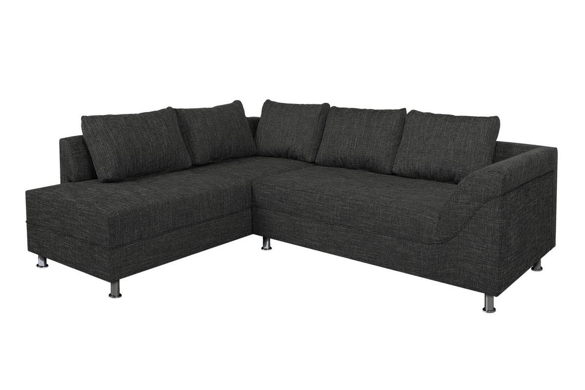 Rohová sedačka BERN, obojstranná, čierna - čierna/chrómová, Design, kompozitné drevo/textil (200/267cm) - P & B