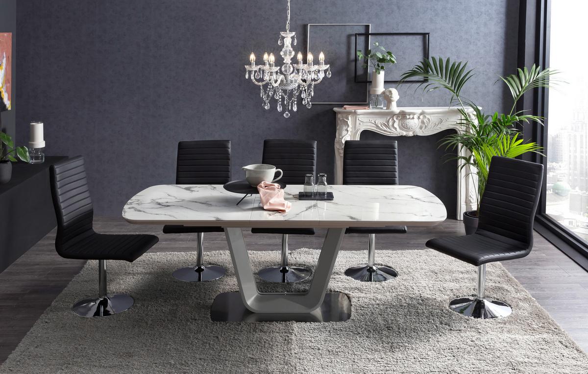 Esstisch Weiß/Graphitfarben B:160-200cm - Graphitfarben/Weiß, MODERN, Glas/Holzwerkstoff (160-200/90/76cm) - Livetastic