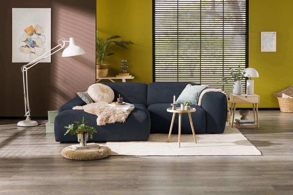 Ecksofa Hannah Blau 170x252 Cm - Blau/Schwarz, Design, Textil (170/252cm) - MID.YOU