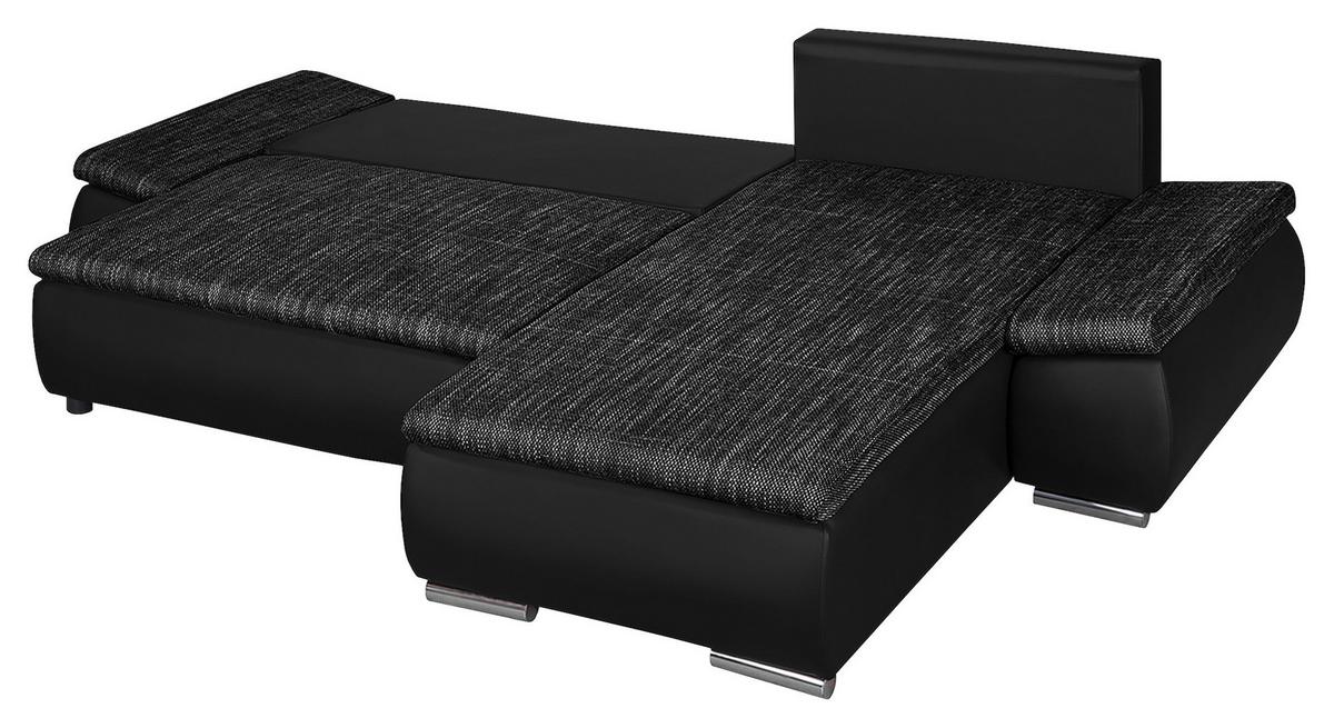 Ecksofa Acra Schwarz S: 266x175 Cm - Chromfarben/Schwarz, Design, Textil (266/175cm) - Livetastic