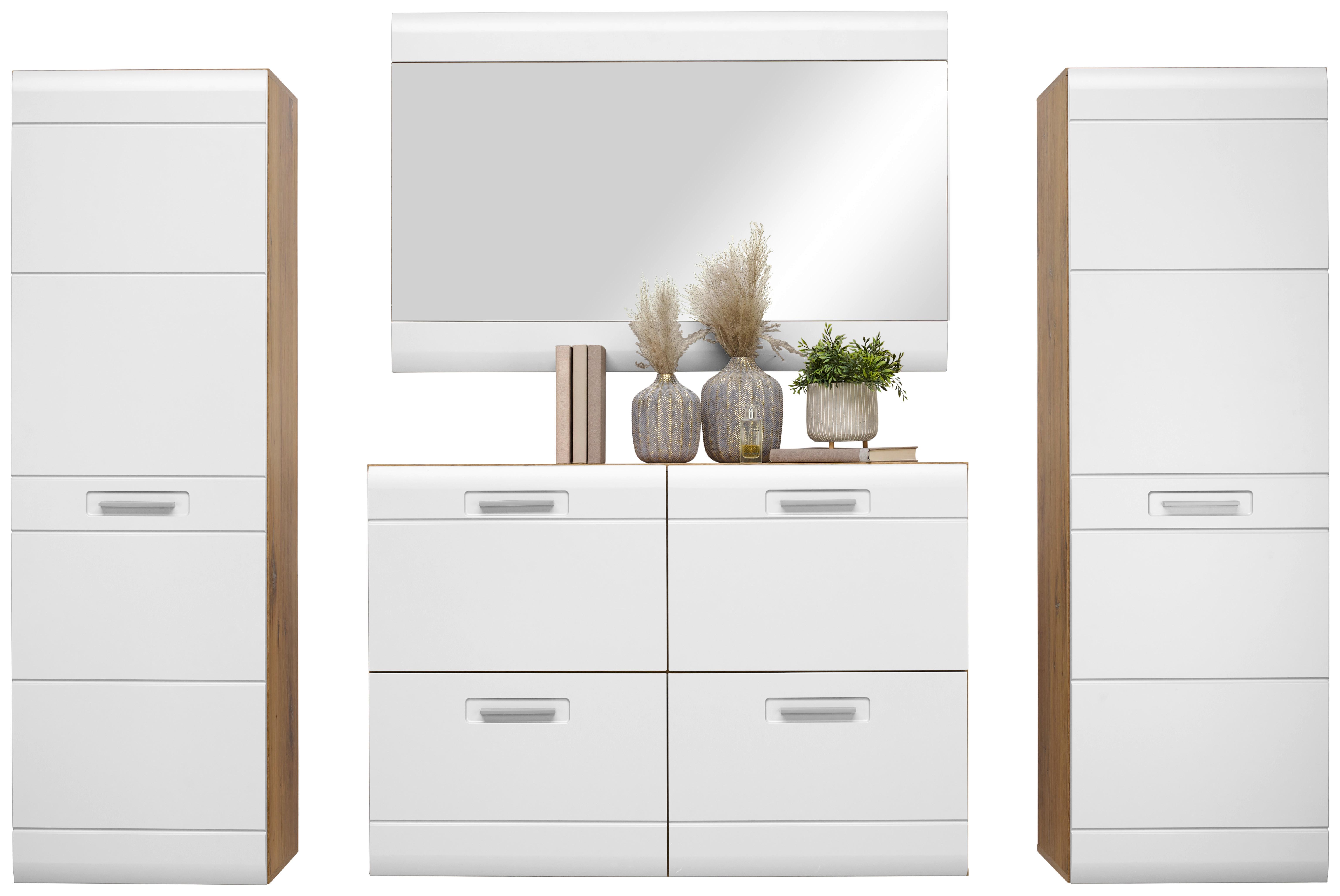 Garderoben-Set Auris Weiß/Eiche Dekor 4--Teilig. - Eichefarben/Weiß, MODERN, Holzwerkstoff (224/204,2/37,1cm) - Luca Bessoni