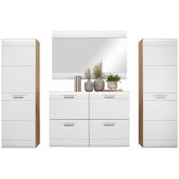Garderoben-Set Auris Weiß/Eiche Dekor 4--Teilig. - Eichefarben/Weiß, MODERN, Holzwerkstoff (224/204,2/37,1cm) - Luca Bessoni