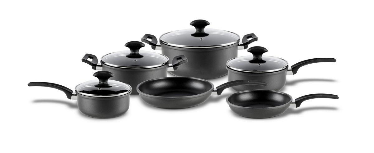 sada hrncov Steffi, 10-dielna - čierna/číra, Konventionell, kov/sklo - Mömax