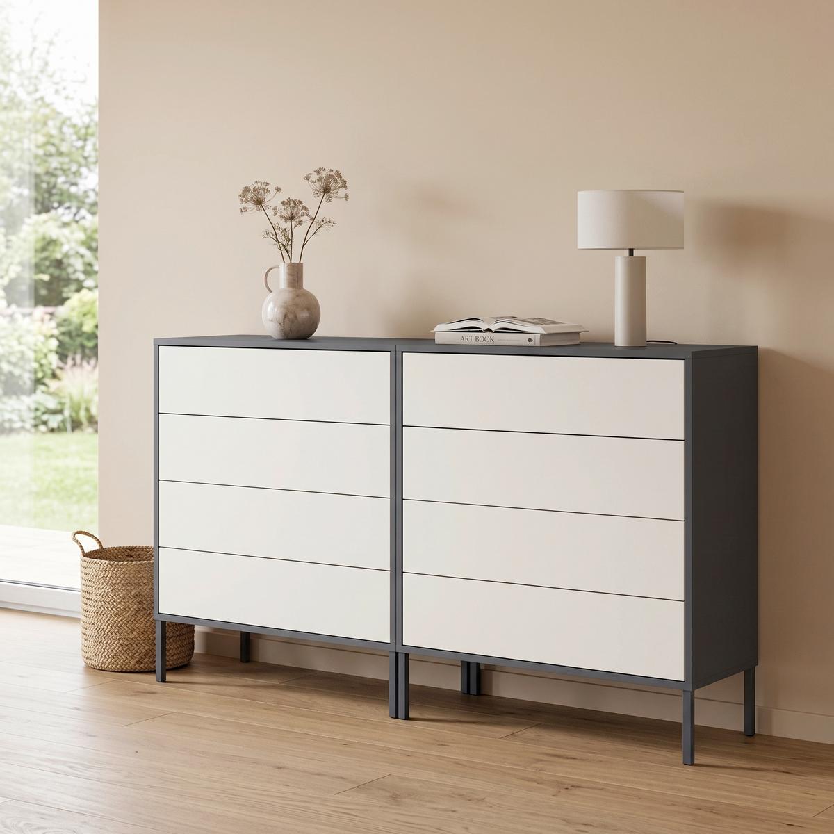 SIDEBOARD Mailand1B:158cm Anthrazit/Weiß - Anthrazit/Weiß, MODERN, Holzwerkstoff (158/86/33cm) - MID.YOU