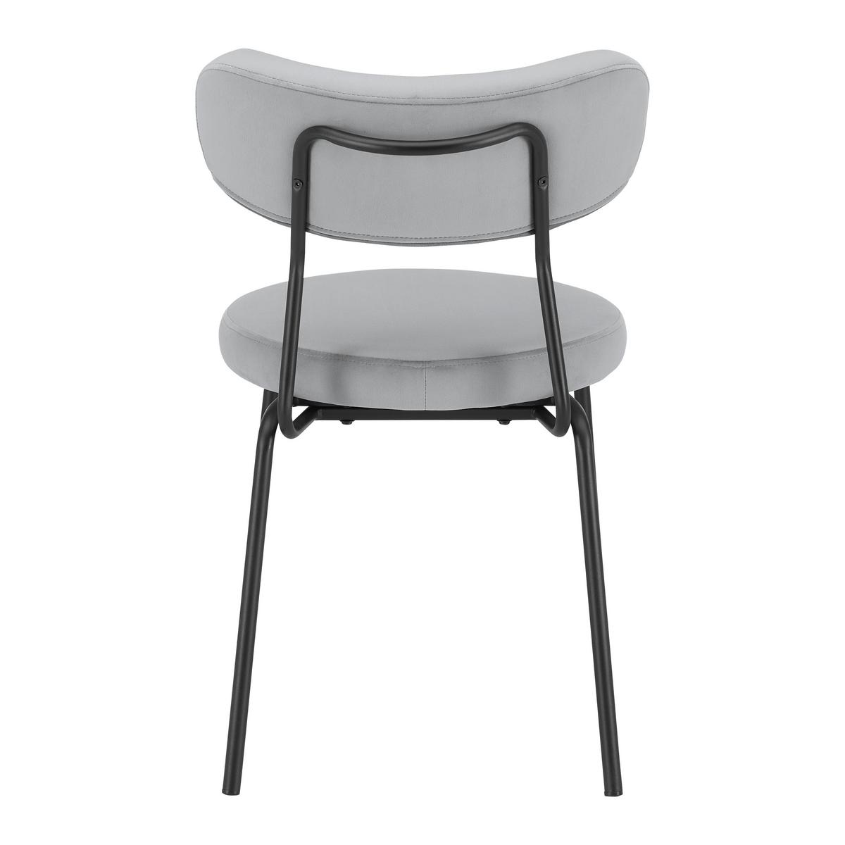 Sametová židle Lea - šedá - šedá/černá, Moderní, kov/dřevo (51/82/63cm) - Bessagi Home