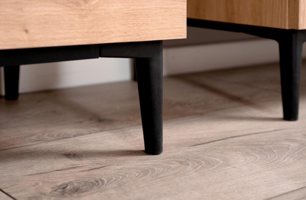 TV-Element Nola B: 195 cm Eiche Dekor/Schwarz - Eichefarben/Schwarz, KONVENTIONELL, Holzwerkstoff (195/48/37cm) - MID.YOU