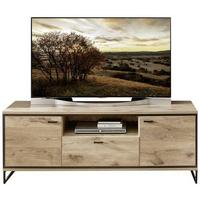 Tv-element Ruben - Eichefarben/Schwarz, KONVENTIONELL, Holzwerkstoff/Metall (160/61/49cm) - Livetastic