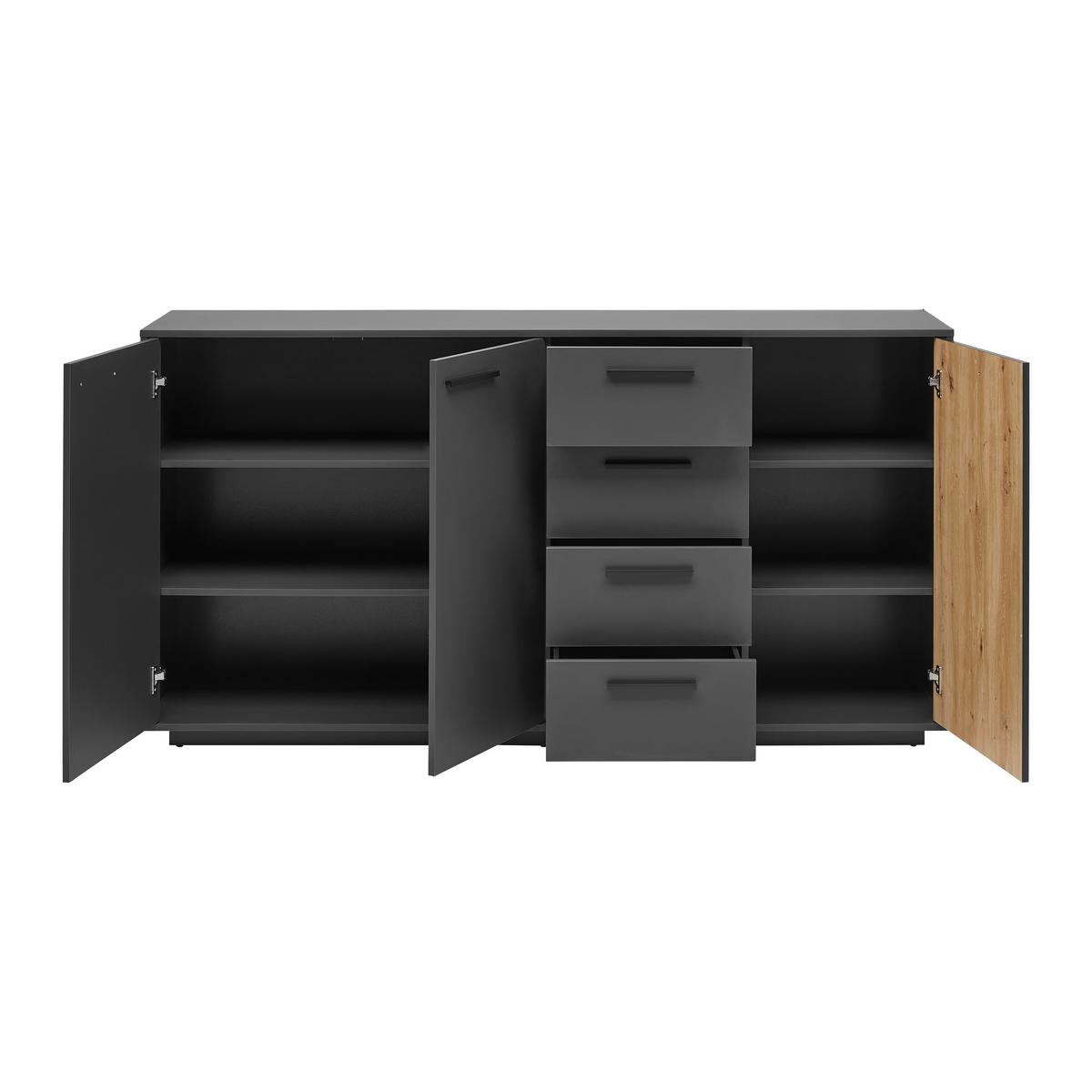 ŠIROKÁ KOMODA LUKAS -EXKLUSIV- - černá/antracitová, Moderní, kompozitní dřevo/plast (183,6/95,4/40,2cm) - Mömax