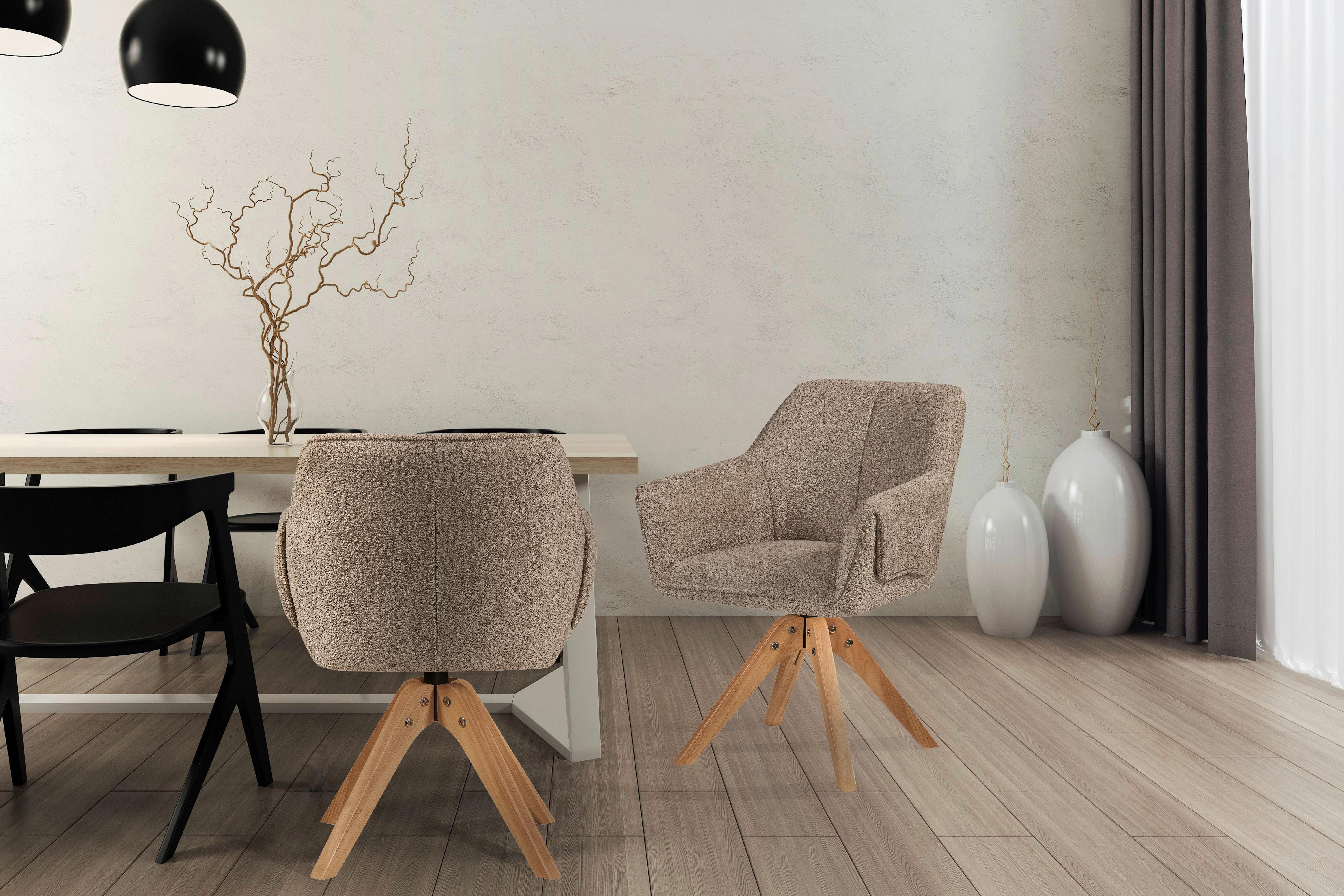 Židle s područkami béžová - světle hnědá/béžová, Moderní, dřevo/textil (63/84/61cm) - MID.YOU