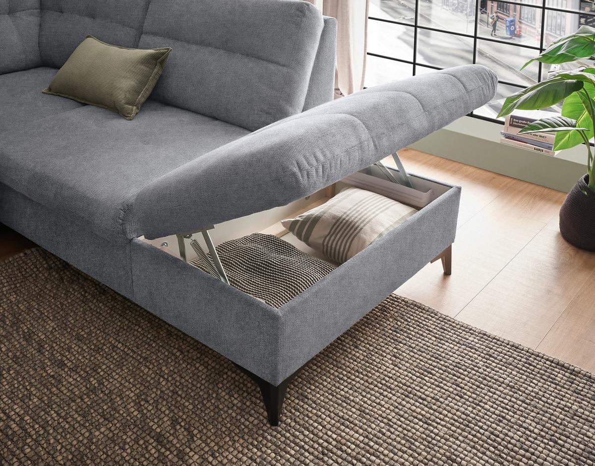 Sedacia súprava DURBAN U, pravá, sivá - čierna/sivá, Konventionell, textil/plast (170/324/218cm) - MID.YOU