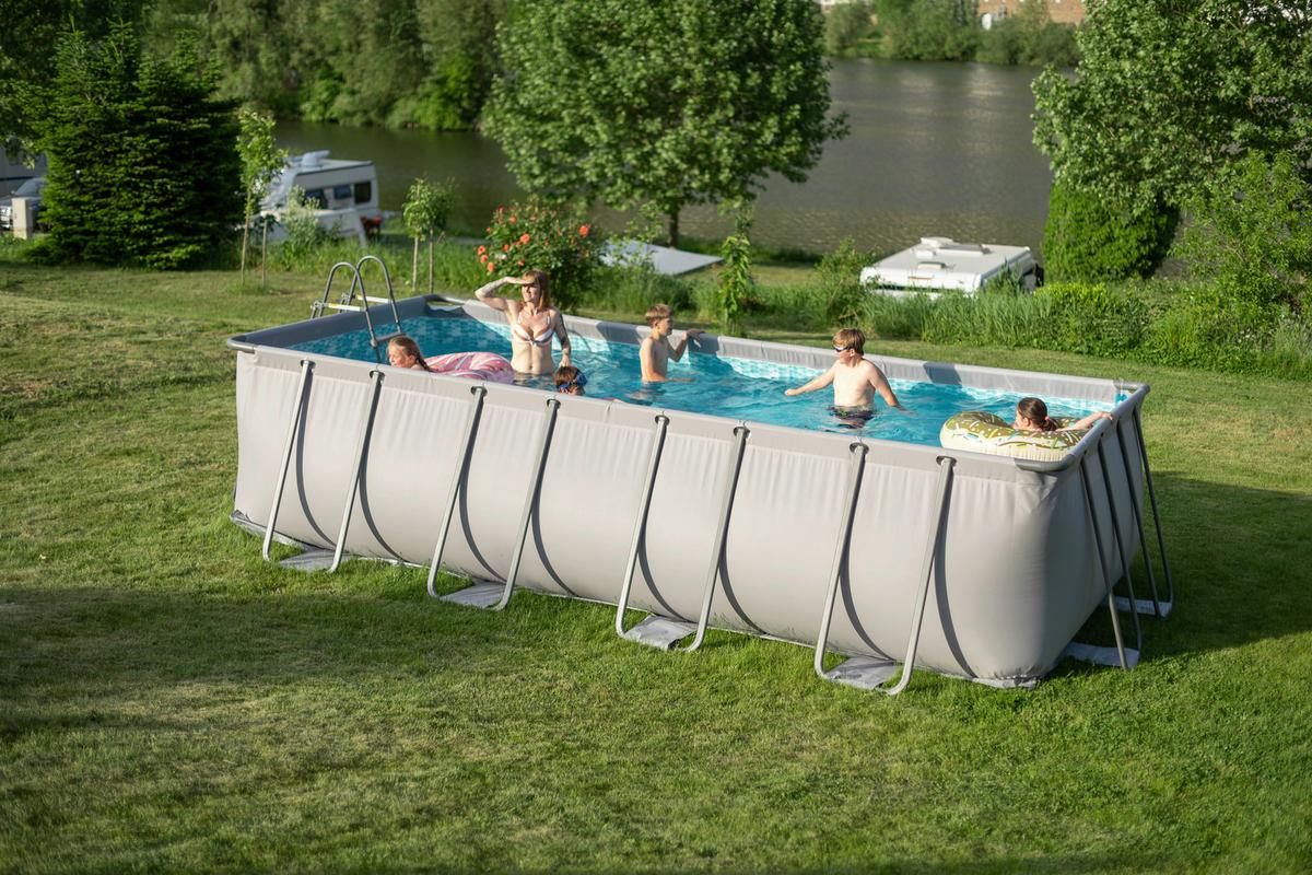 Aufstellpool Rechteckig D: 274 Cm - Anthrazit, KONVENTIONELL, Kunststoff/Metall (274/132/549cm)