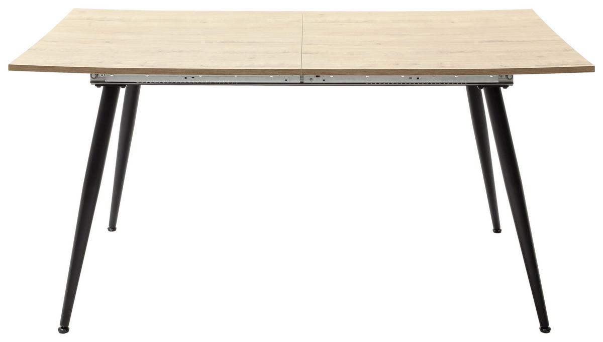 Esstisch Ausziehbar Barbuda Lxb: 160x90 Cm Wildeiche Dekor - Wildeiche/Schwarz, MODERN, Holzwerkstoff/Metall (160-200/90/76cm) - MID.YOU