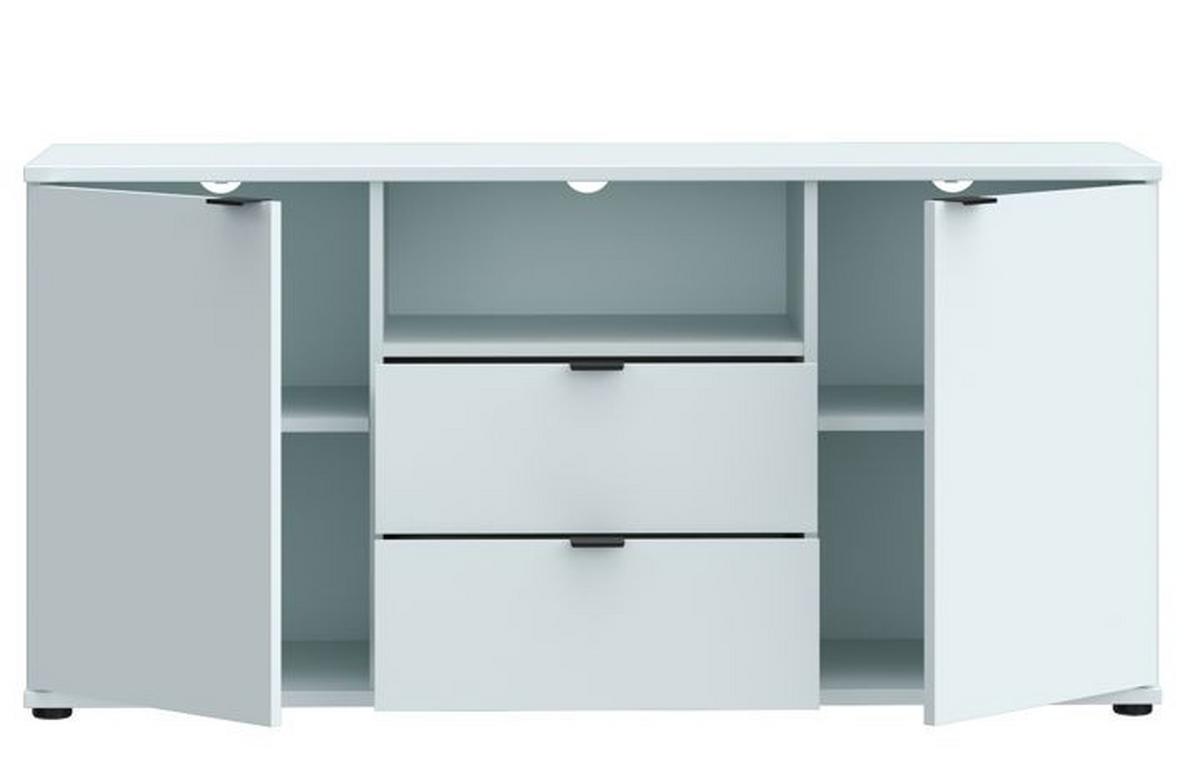 TV díl Ganymede, světle šedá, š: 130 cm - černá/světle šedá, Moderní, kov/kompozitní dřevo (129,8/63,1/41,3cm)