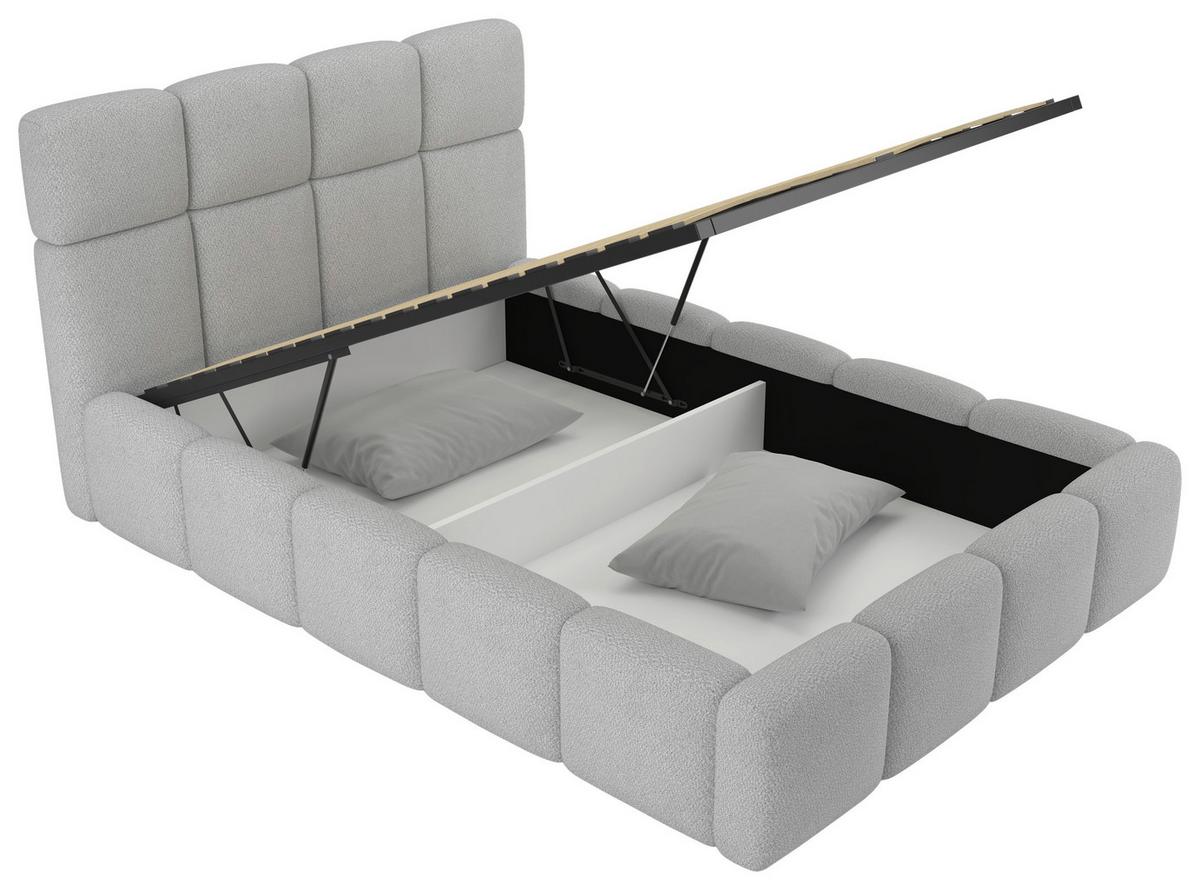 Polsterbett Cloudy Silberfarben, Lf: 140x200 Cm - Silberfarben/Grau, Trend, Holz/Holzwerkstoff (140/200cm) - Luca Bessoni