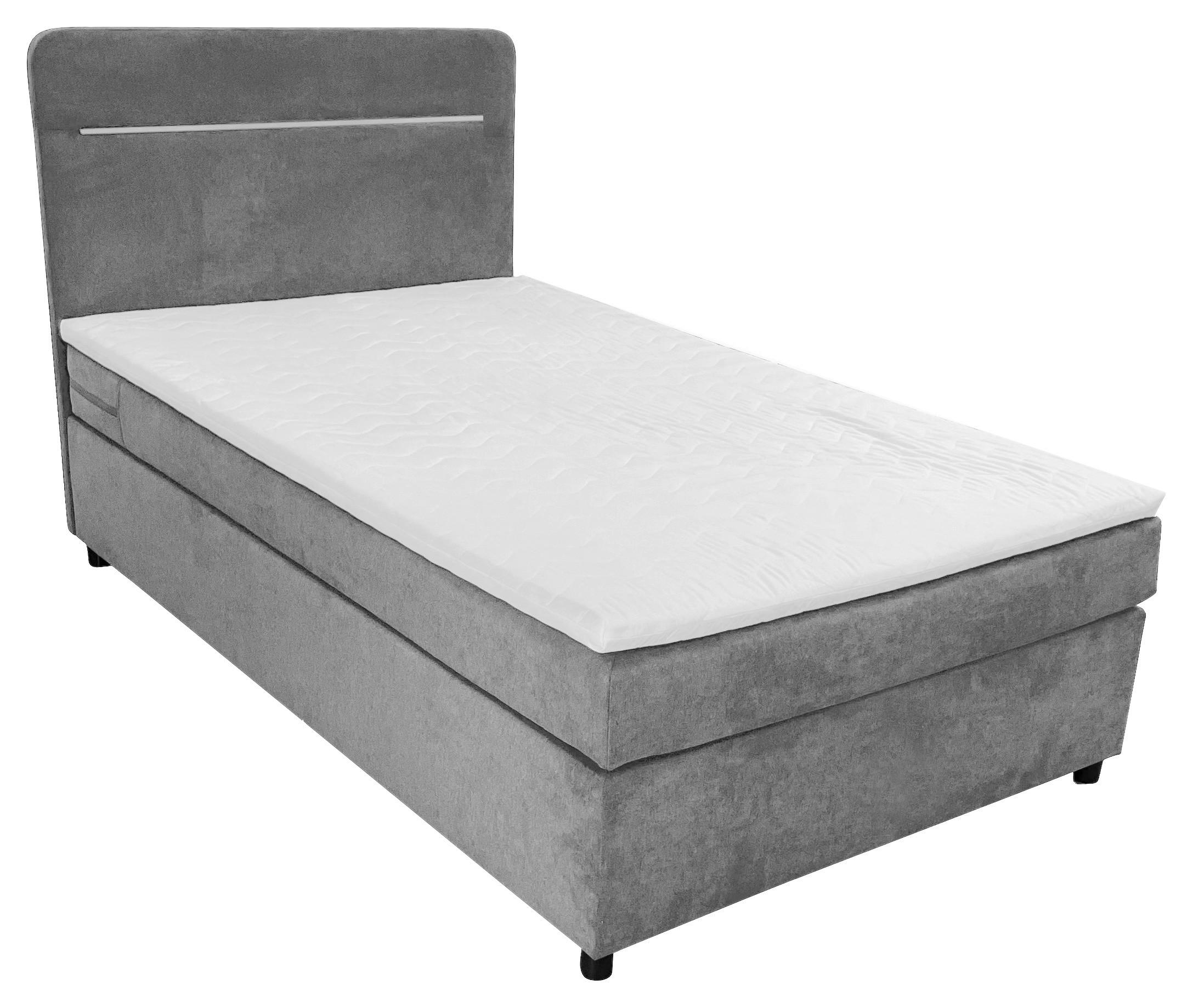 Boxbett inkl. Topper 120x200 cm Stream Grau - Schwarz/Grau, Basics, Textil (120/200cm) - Livetastic