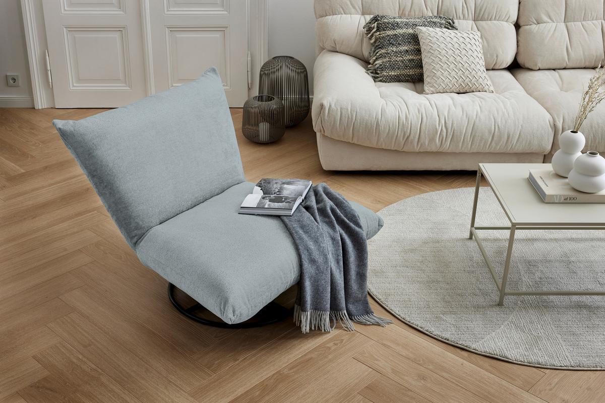 Relaxsessel Cremona Hellblau B: 100 cm - Schwarz/Hellblau, Design, Textil (100/78/96cm) - Livetastic