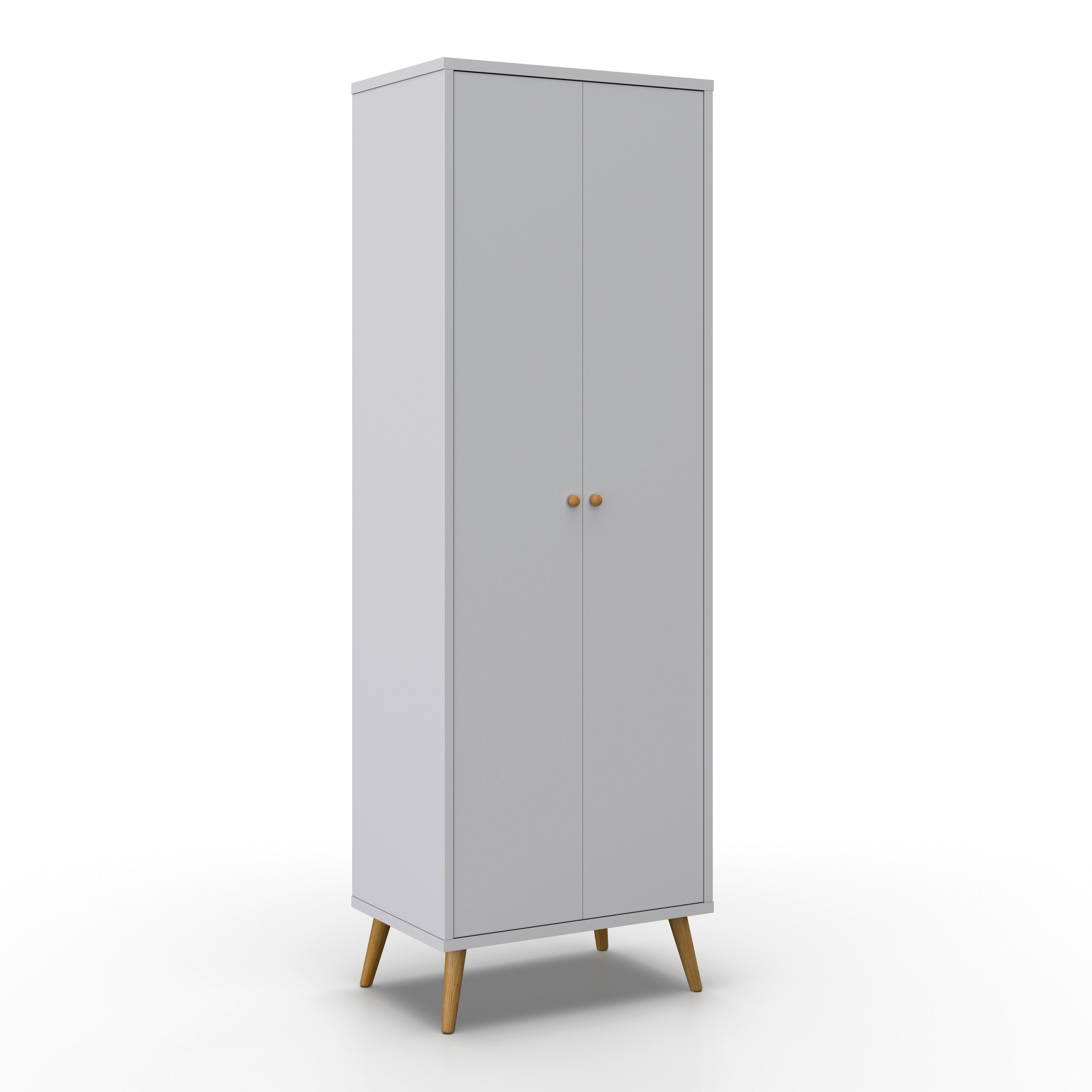 Skriňa LUDO biela - biela/prírodná farba, Modern, kov/drevo (60/180/40cm) - Bessagi Home