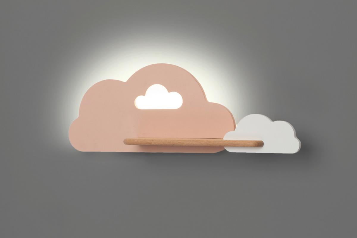 Kinderwandleuchte 21-75703 Cloud - Pink/Weiß, Basics, Holz/Holzwerkstoff (53/12/18.5cm)