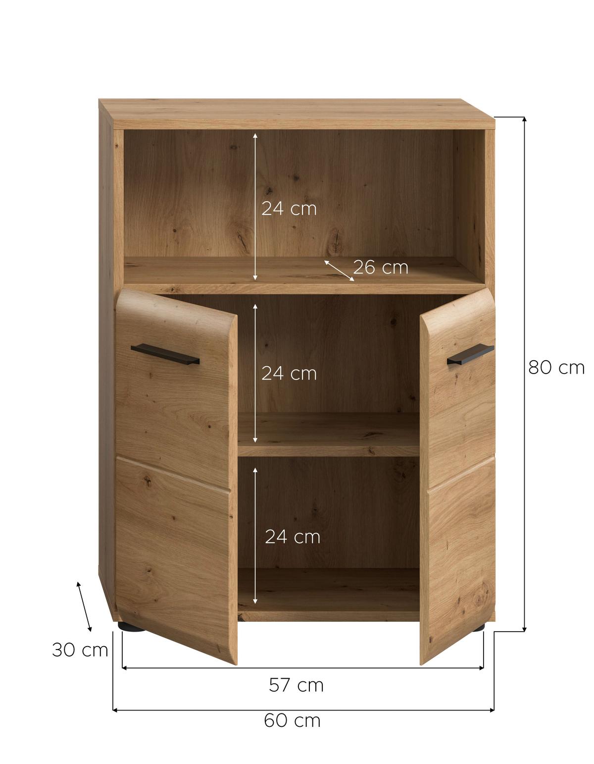 Midischrank Ice Eiche Artisan Dekor B: 60cm - Eiche Artisan, Basics, Holzwerkstoff (60/80/30cm) - MID.YOU