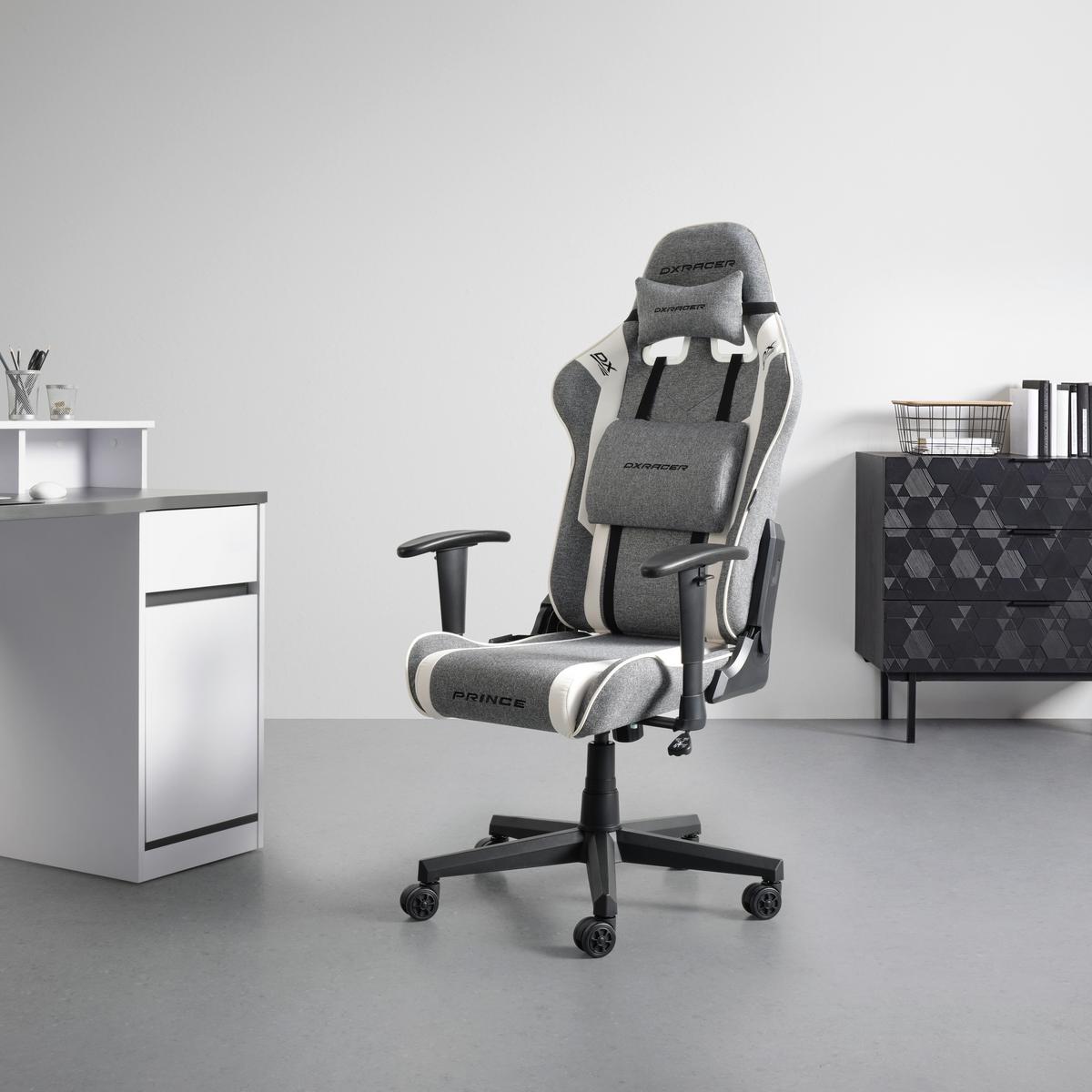 Herní židle PRINCE -EXKLUSIV- - šedá/bílá, Moderní, textil/plast (70/126/70cm) - Dxracer
