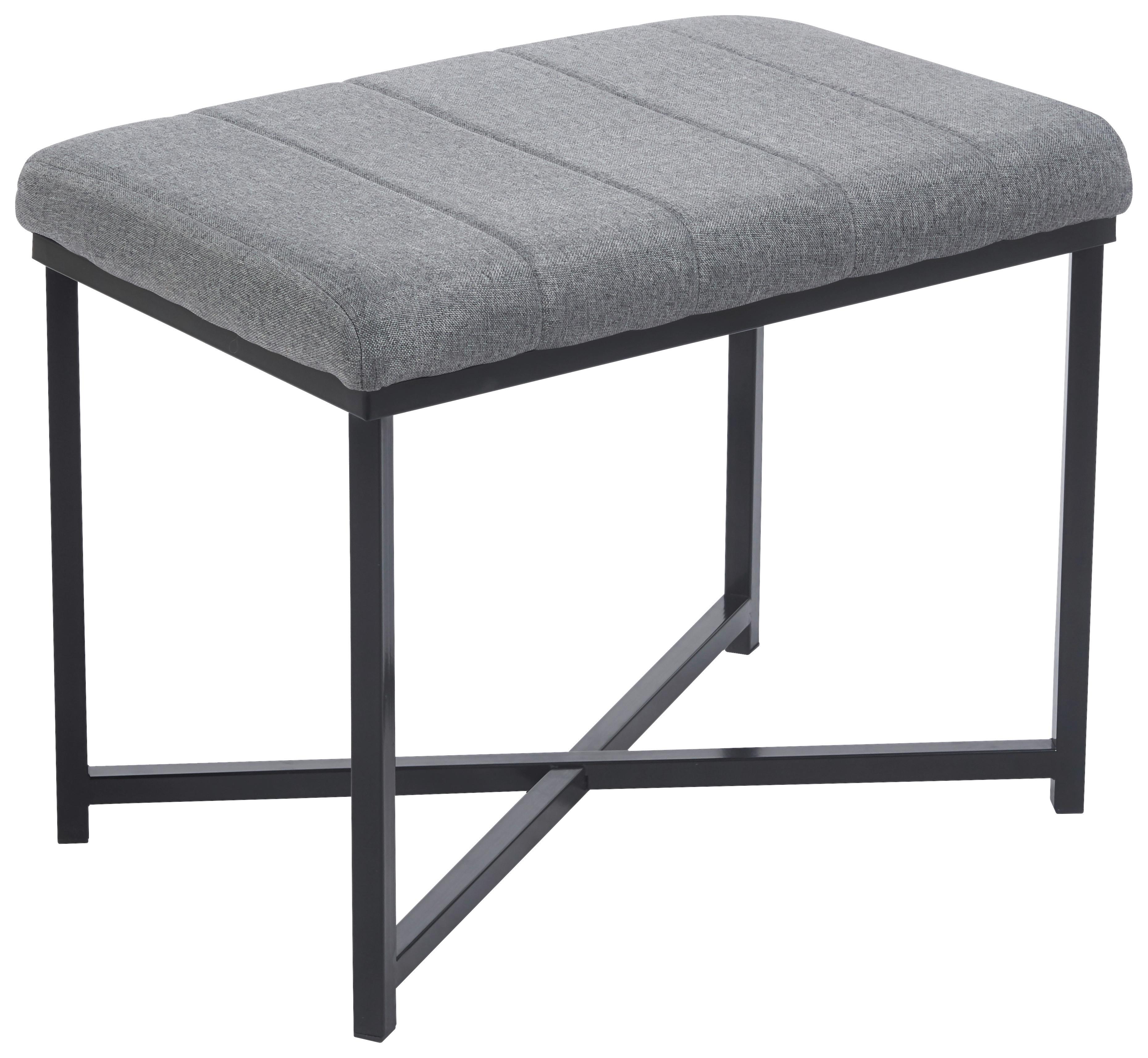 Sitzbank Benedikt 3 Textil grau, B: 58 cm - Schwarz/Grau, Trend, Textil/Metall (58/47/38cm)