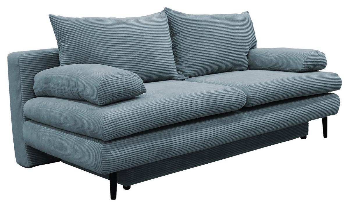 2-sitzer-sofa Mit Schlaffunkt. Fiore Und Bettkasten Türkis - Türkis/Schwarz, Design, Textil (202/85/99cm) - P & B