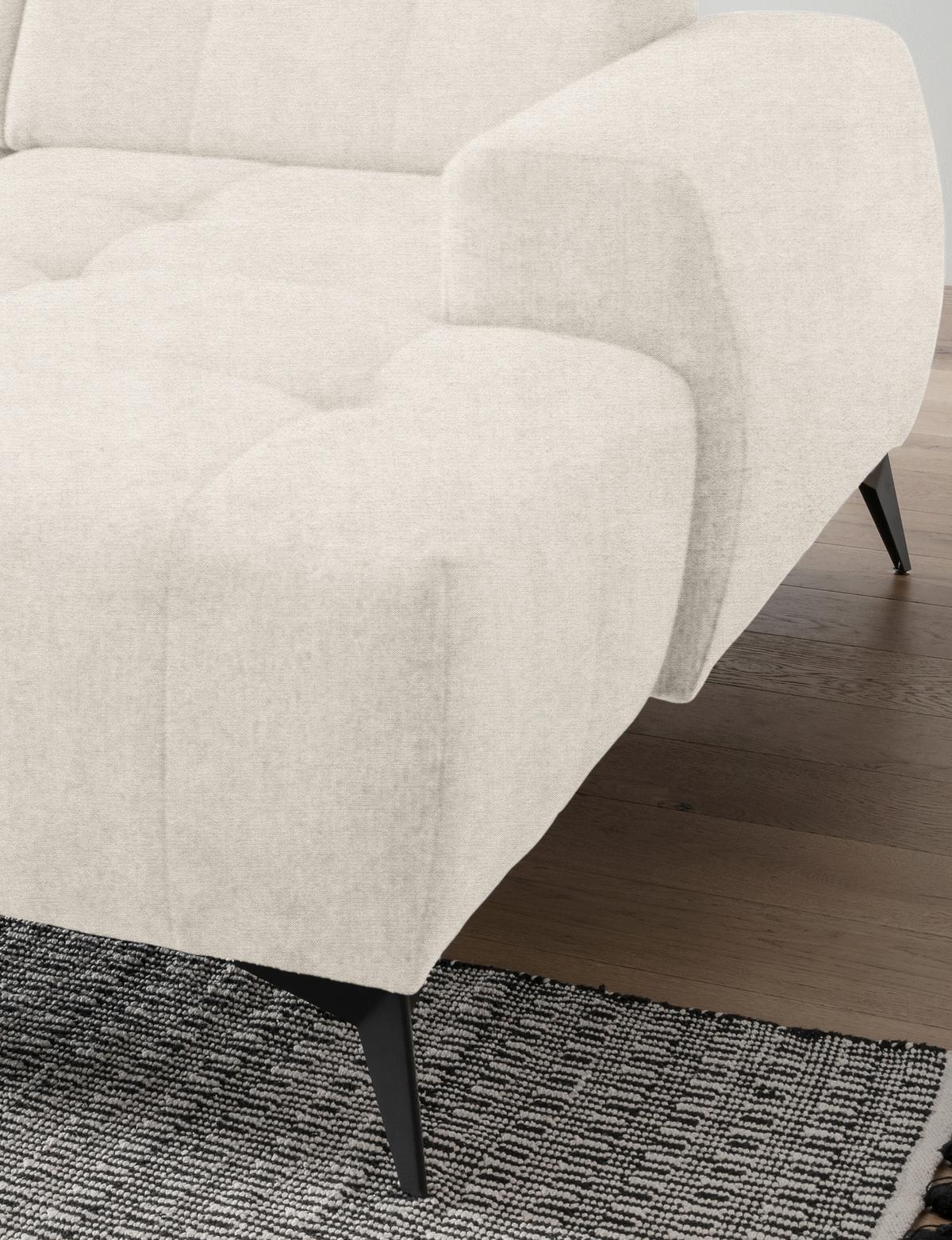 Ecksofa, Sitzvorzug Elektrisch Sano, Creme, 200x337x180 Cm - Creme/Schwarz, MODERN, Textil (200/337/180cm) - Livetastic