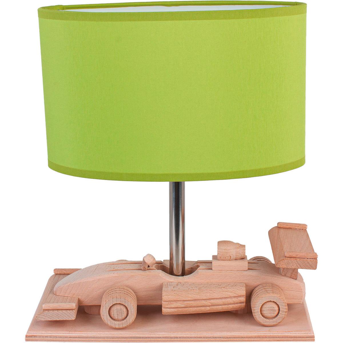 Kindertischleuchte 4112325 Rennwagen - Grün - Naturfarben/Grün, Basics, Holz/Holzwerkstoff (32/14/27cm)