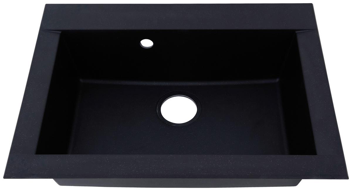 Spüle Respekta Ohio Kunststein Bxt: 66x50 cm - Schwarz, Trend, Glas/Kunststoff (66/21/50cm) - Respekta