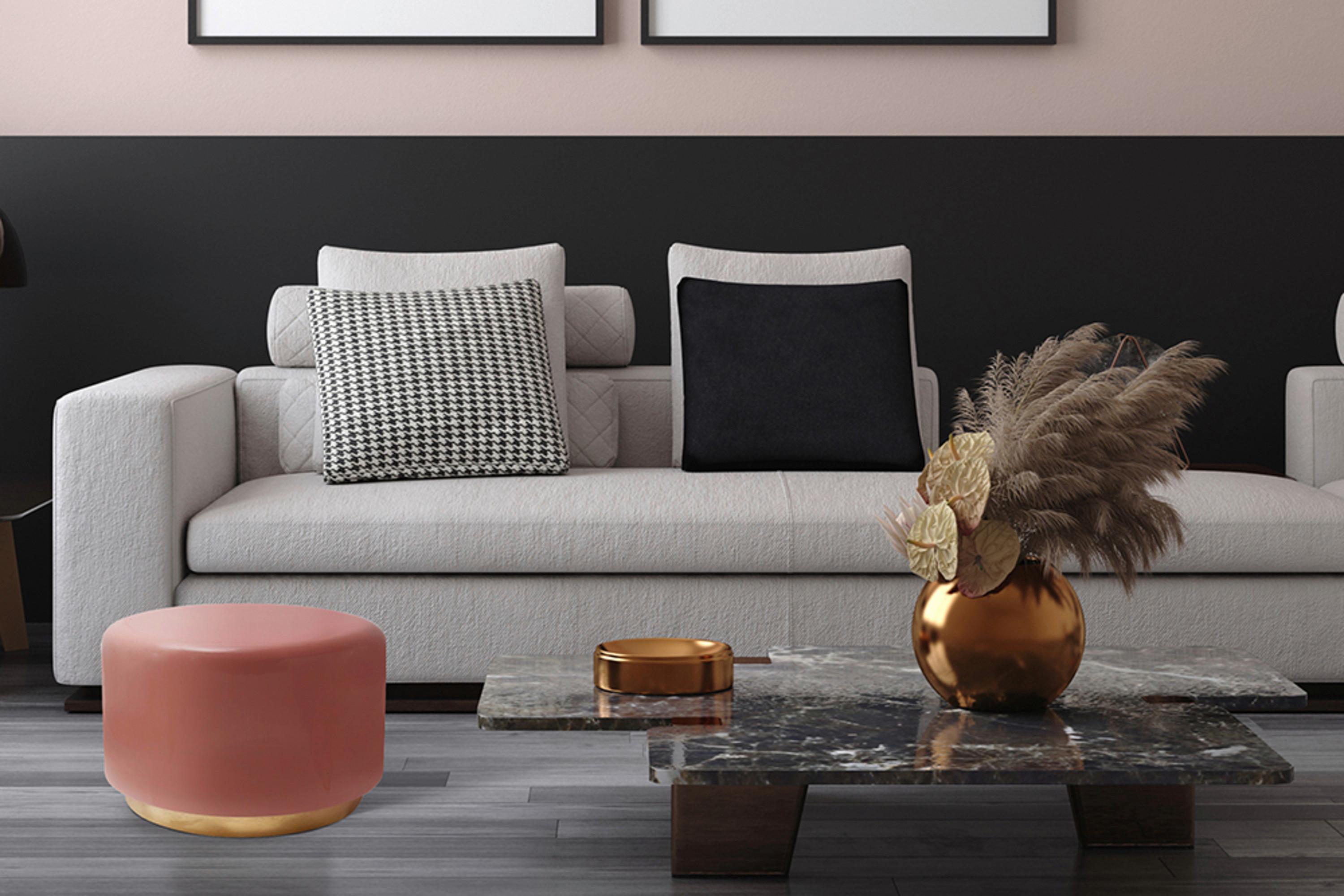 Hocker Artisse 250 Rosa/goldfarben D: 51,5 Cm - Goldfarben/Rosa, Design, Metall (51,5/43cm) - Kayoom