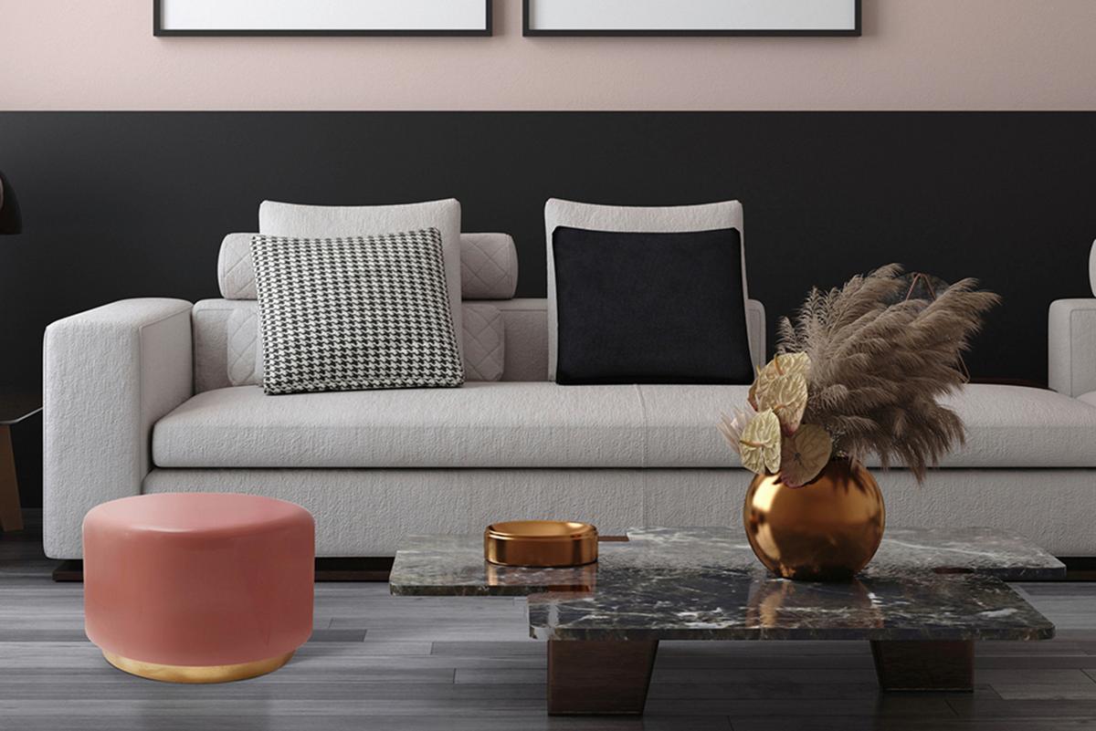 Hocker Artisse 250 Rosa/Goldfarben D: 51,5 cm - Goldfarben/Rosa, Design, Metall (51,5/43cm) - Kayoom