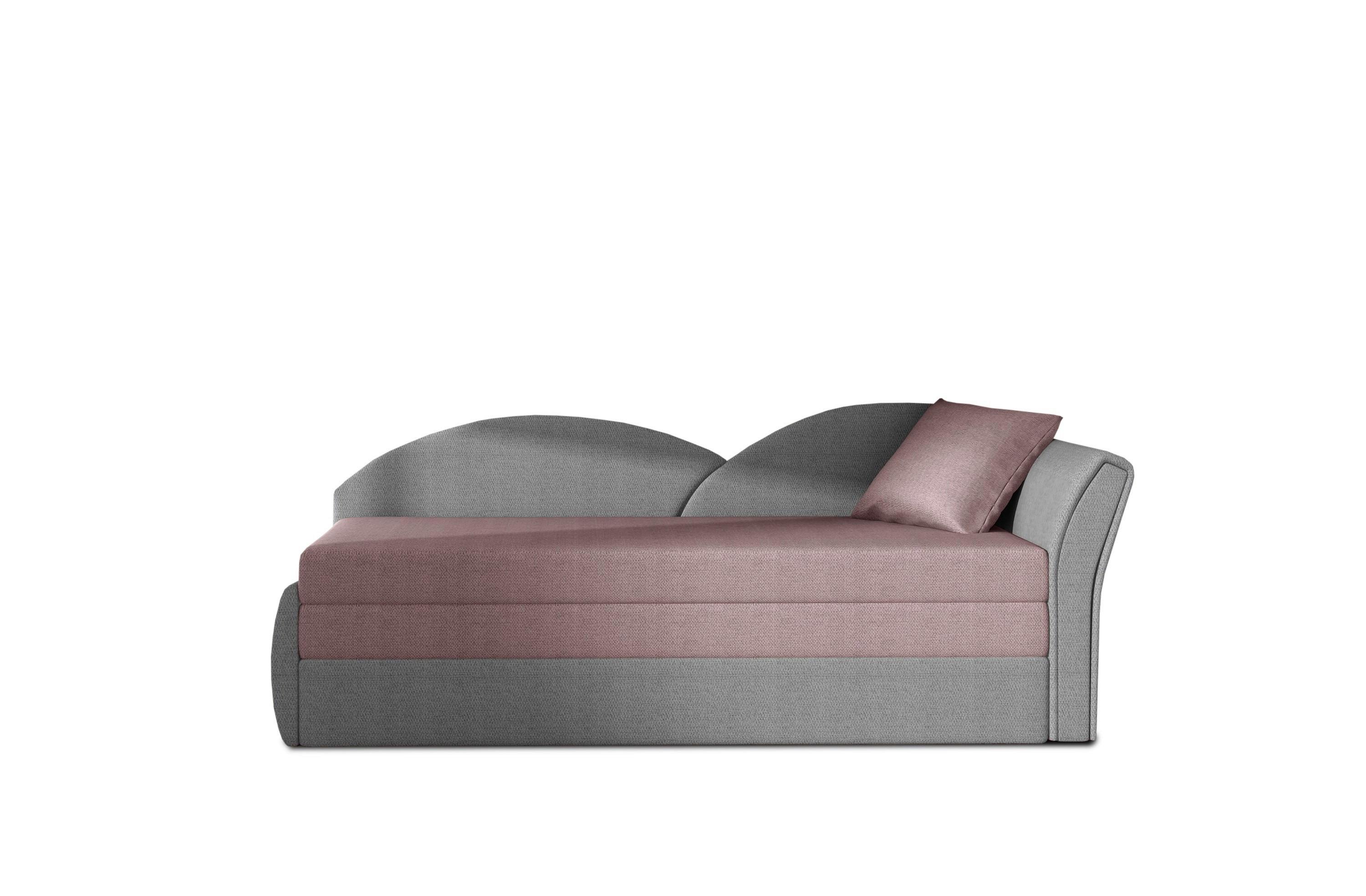 Récamiere Rosa, Hellgrau, S: 218x80 cm - Erlefarben/Hellgrau, Design, Textil (218/80cm) - MID.YOU