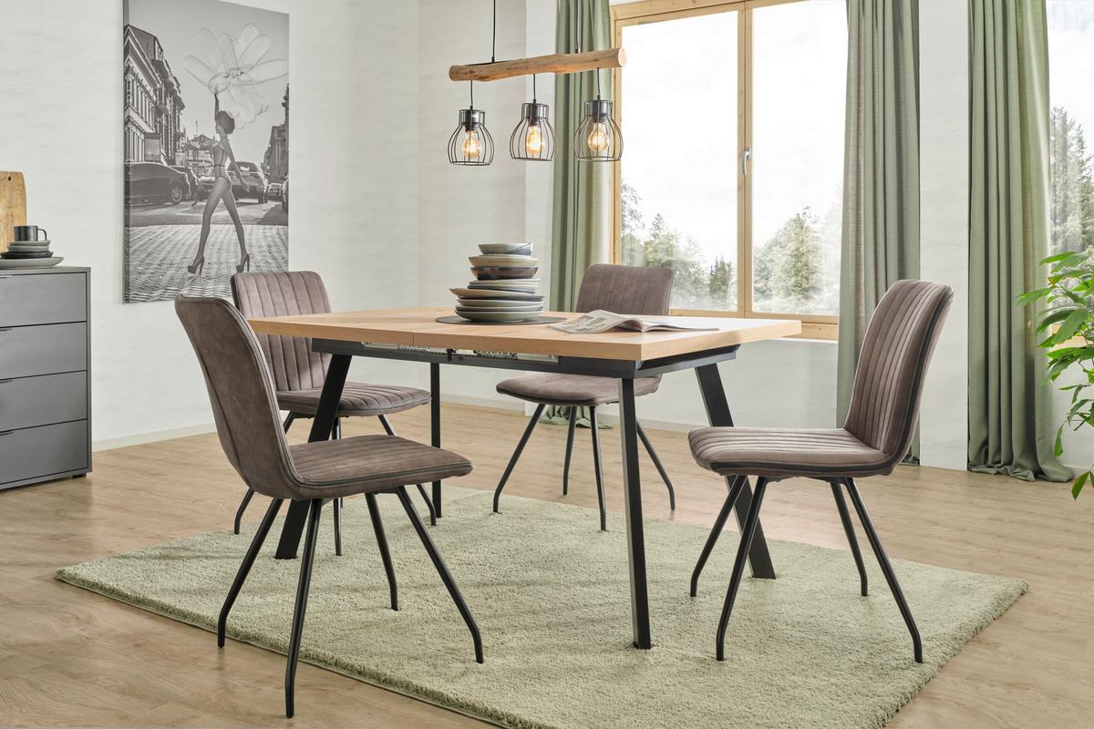 VÝSUVNÝ STŮL DINNER KONZEPT 2 - černá/dub artisan, Moderní, kov/kompozitní dřevo (160-210/90/75cm) - Mömax