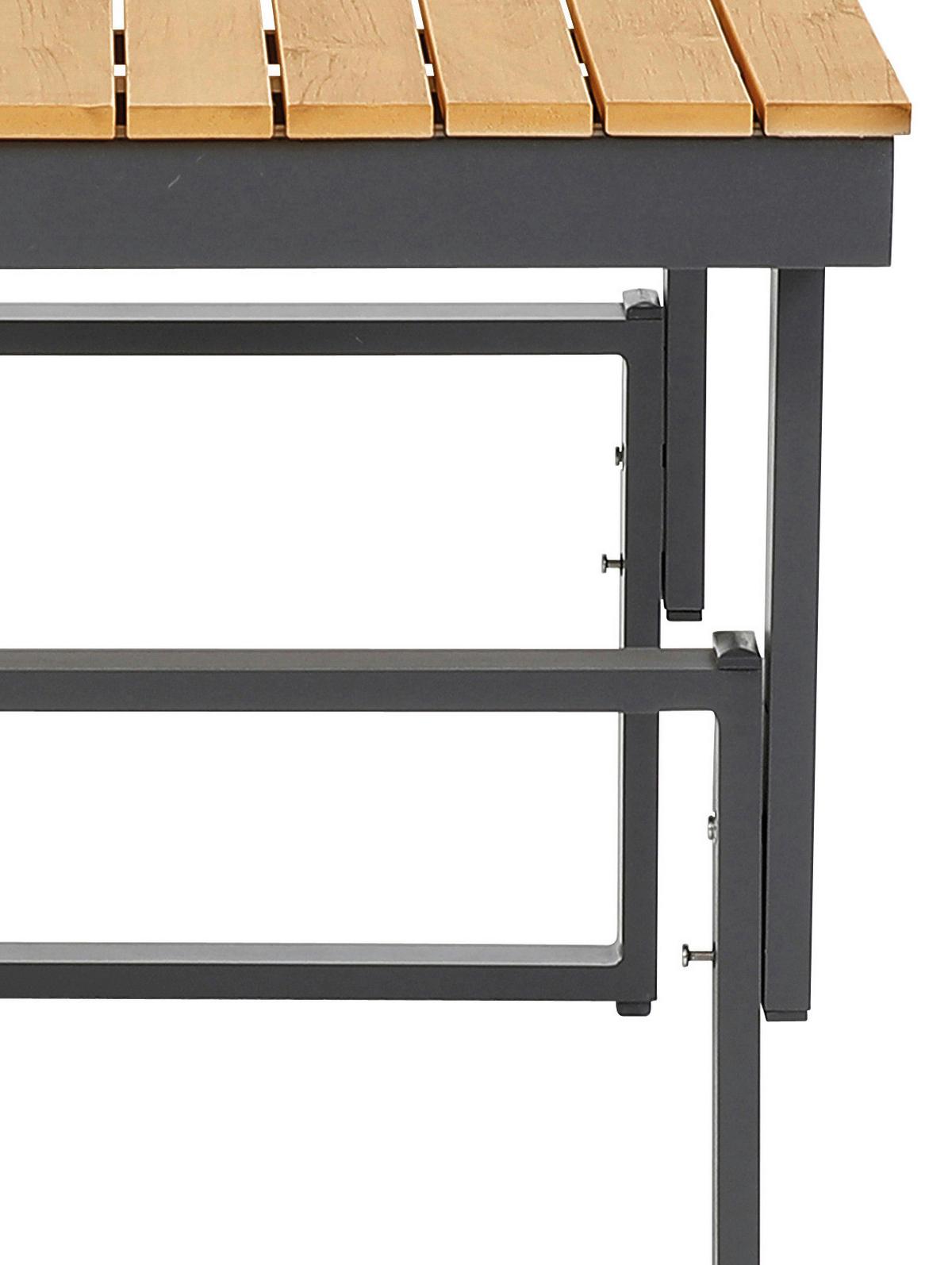 Loungegarnitur 3-Tlg San Jose aus Metall mit Kissen - Anthrazit/Braun, MODERN, Holz/Textil (210/75/210cm) - Gardenson