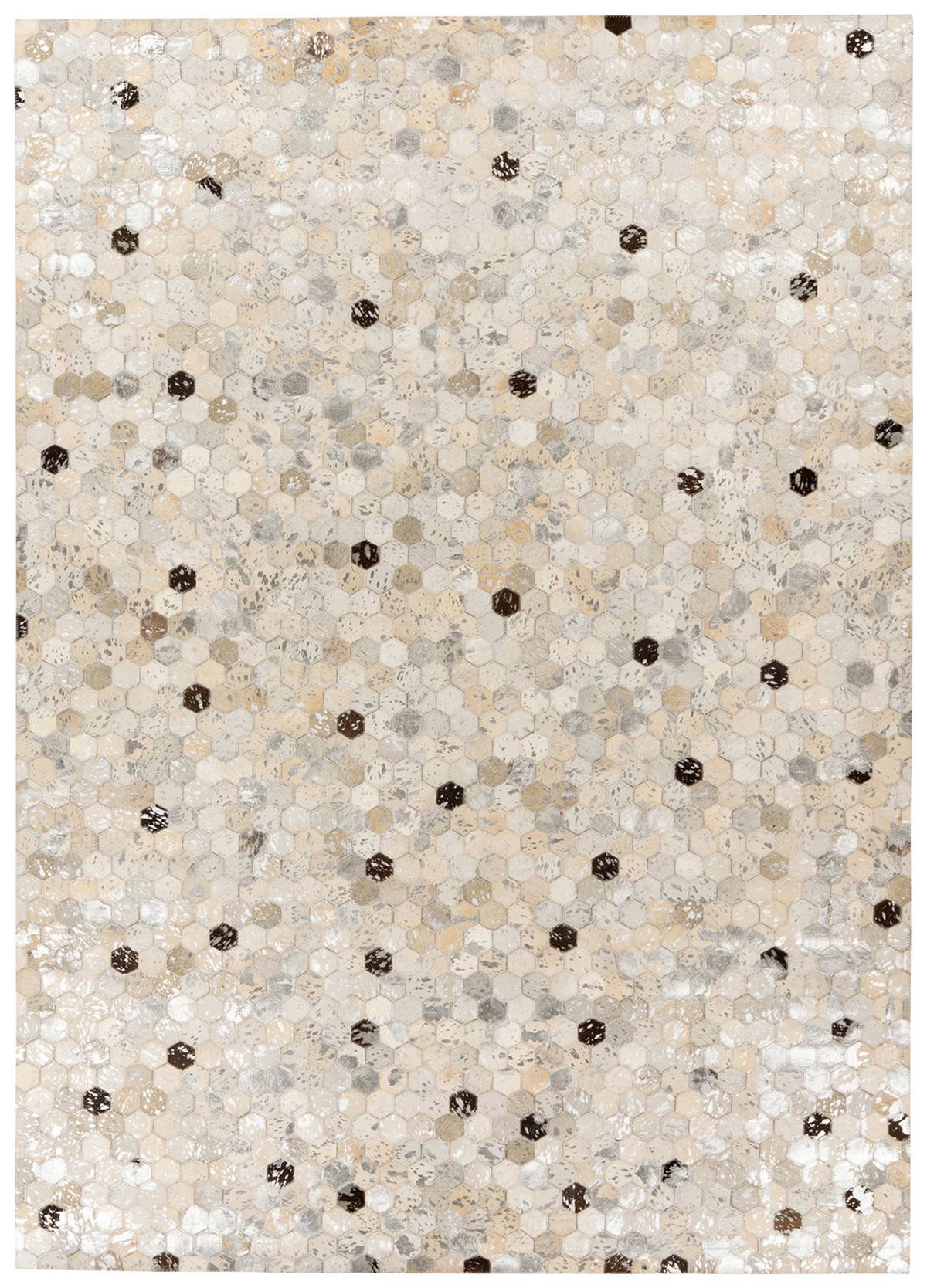 Lederteppich Ravi 400 - Silberfarben/Grau, KONVENTIONELL, Leder (80/150cm)