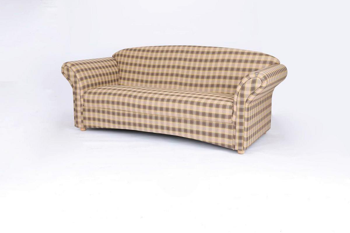 3-Sitzer Loretta, Hellbraun kariert, ca. 204x83x85 cm - Hellbraun/Braun, Basics, Holz/Textil (204/83/85cm)
