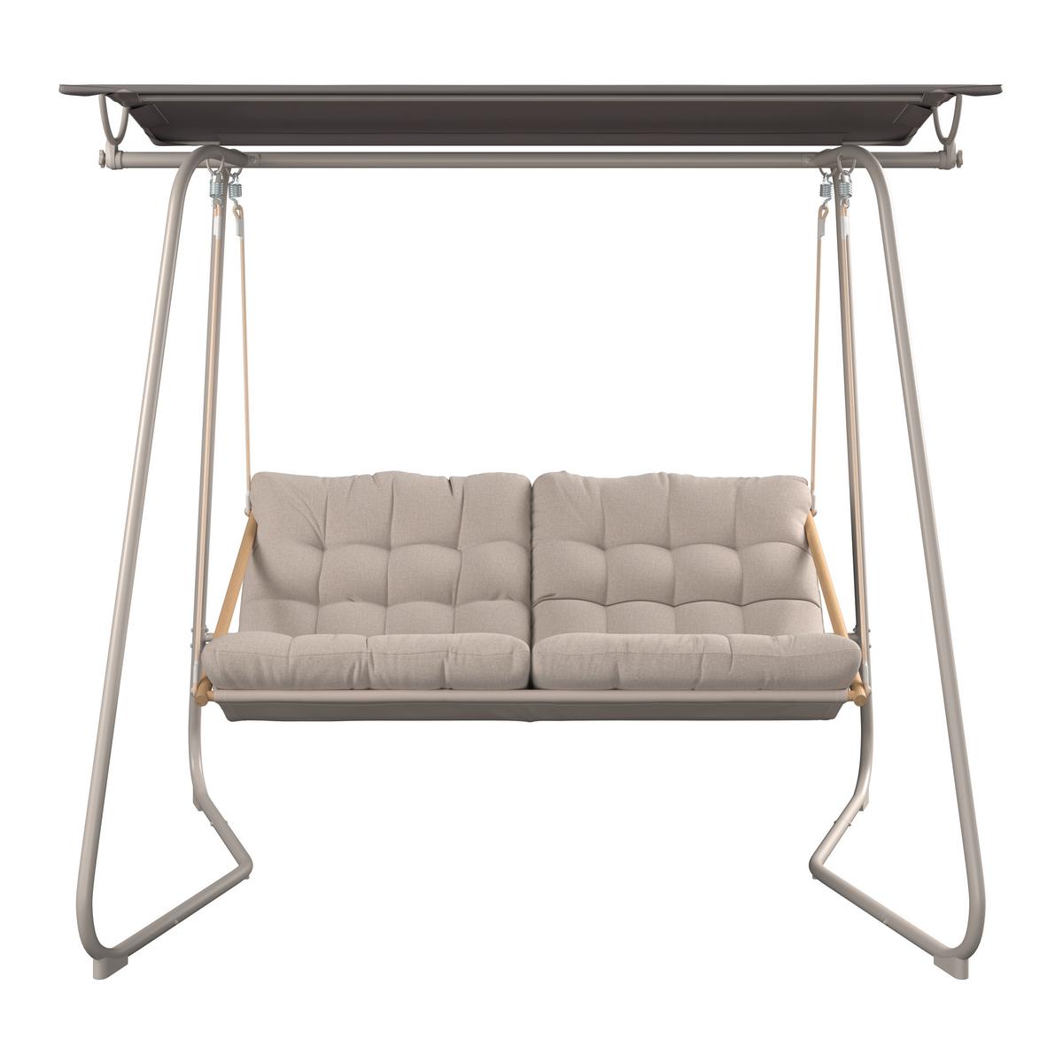 Hollywoodschaukel Bilbao - Dunkelgrau/Beige, MODERN, Textil/Metall (220/151/195cm) - Beldano