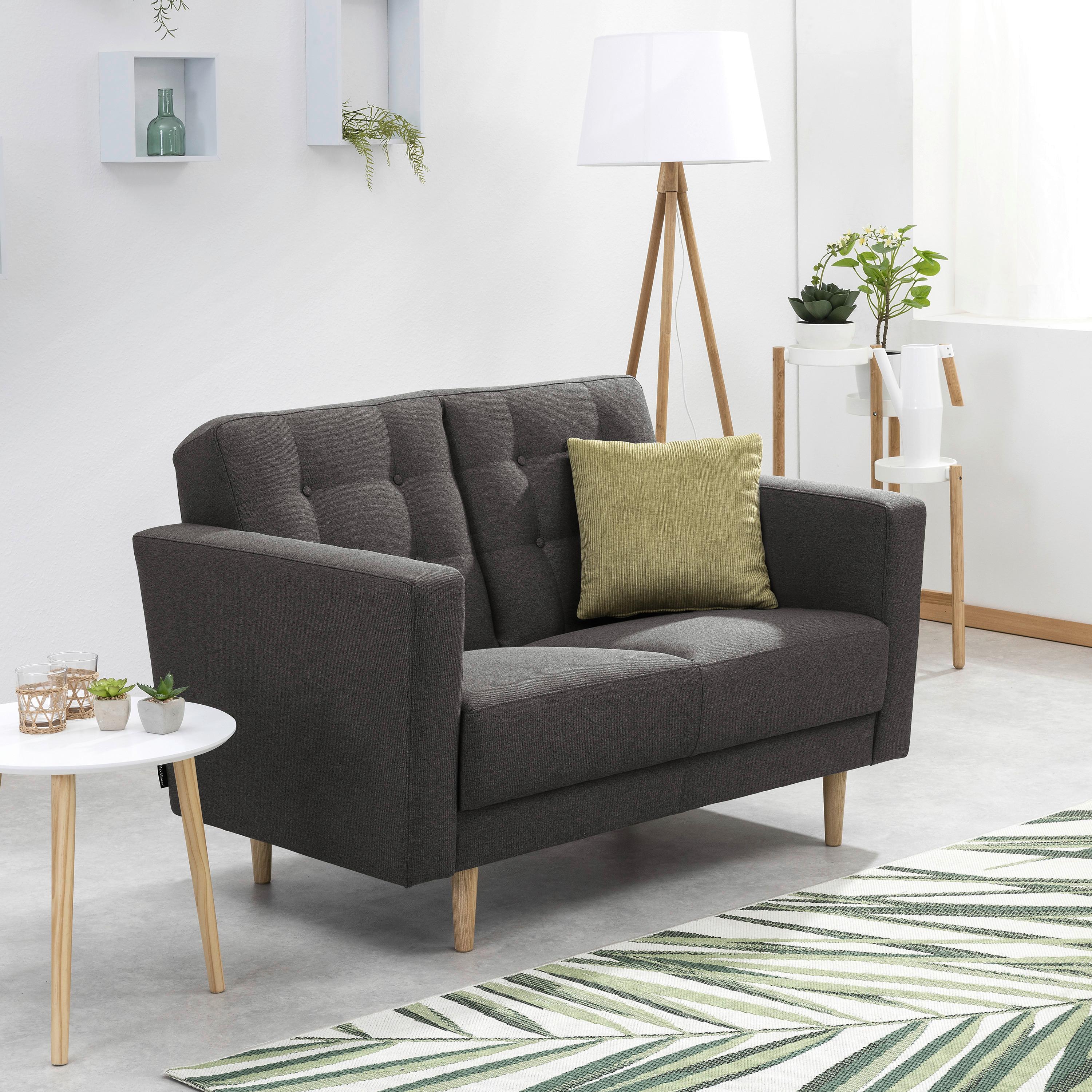 2-Sitzer-Sofa + Schlaffunktion Jasmin mit Armlehnen Anthrazit